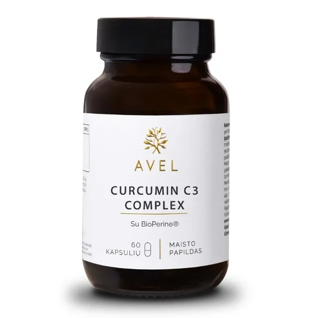 AVEL CURCUMIN C3 COMPLEX, Su BioPerine®, 60 kapsulių -  2