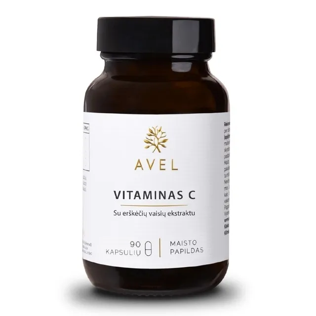 AVEL VITAMINAS C, Su erškėčių vaisių ekstraktu, 90 kapsulių -  2