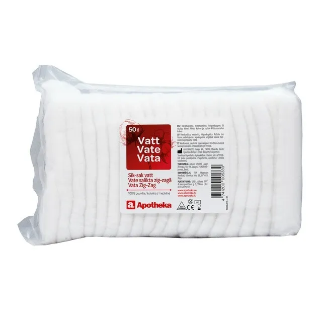APOTHEKA nesterili medicininė vata ZIG-ZAG, 50g -  2