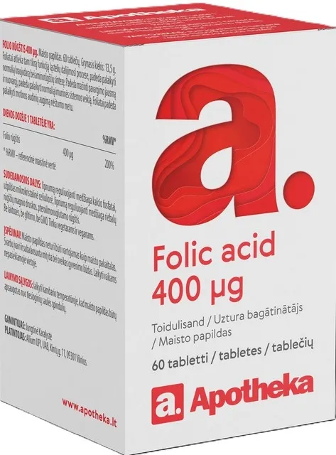 APOTHEKA FOLIO RŪGŠTIS 400 µg, N60 tabletės -  2