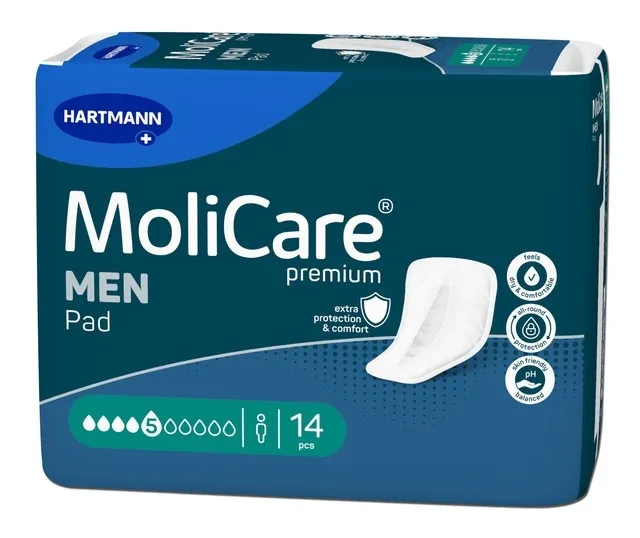 MOLICARE MEN PAD, įklotai vyrams  5 lašai, 14 vnt. -  1
