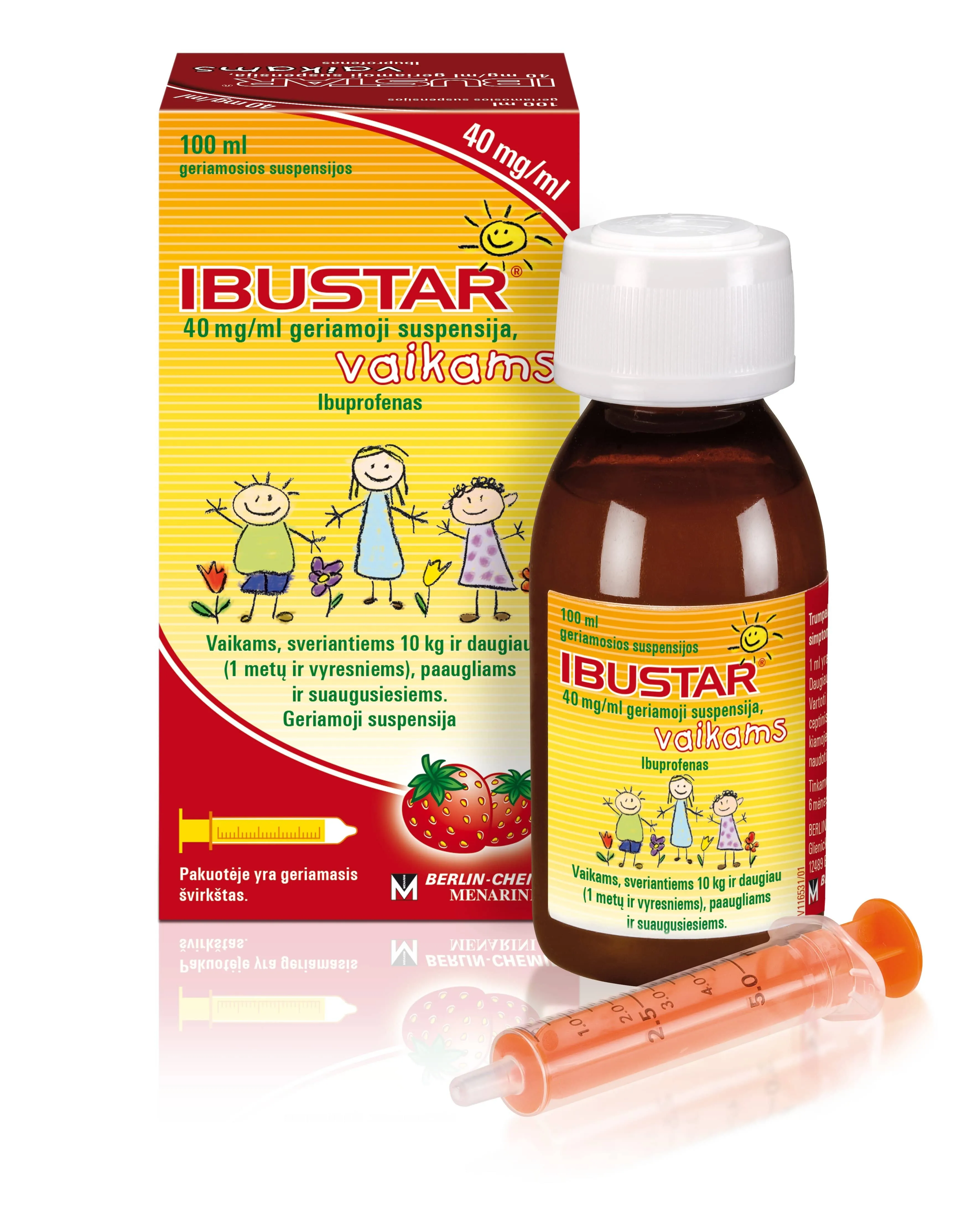 Ibustar vaikams 40mg/ml geriama suspensija 100ml +geriamasis švirkštas -  