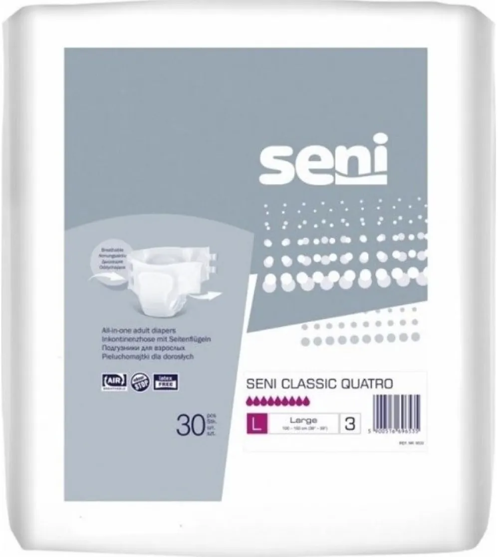 SENI CLASSIC QUATRO sauskelnės, L dydis, 30 vnt. -  