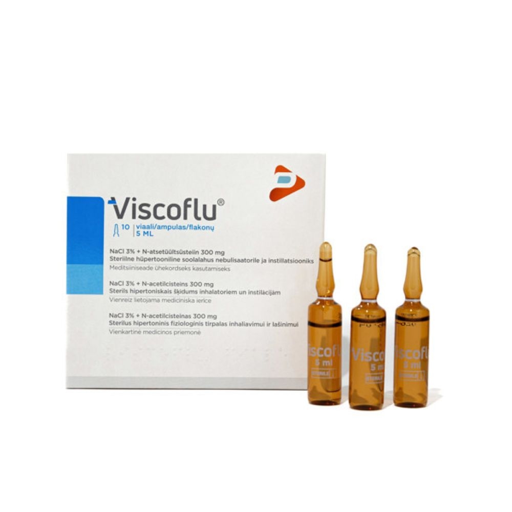VISCOFLU fiziologinis tirpalas inhaliavimui ir lašinimui, 5ml, N10 -  