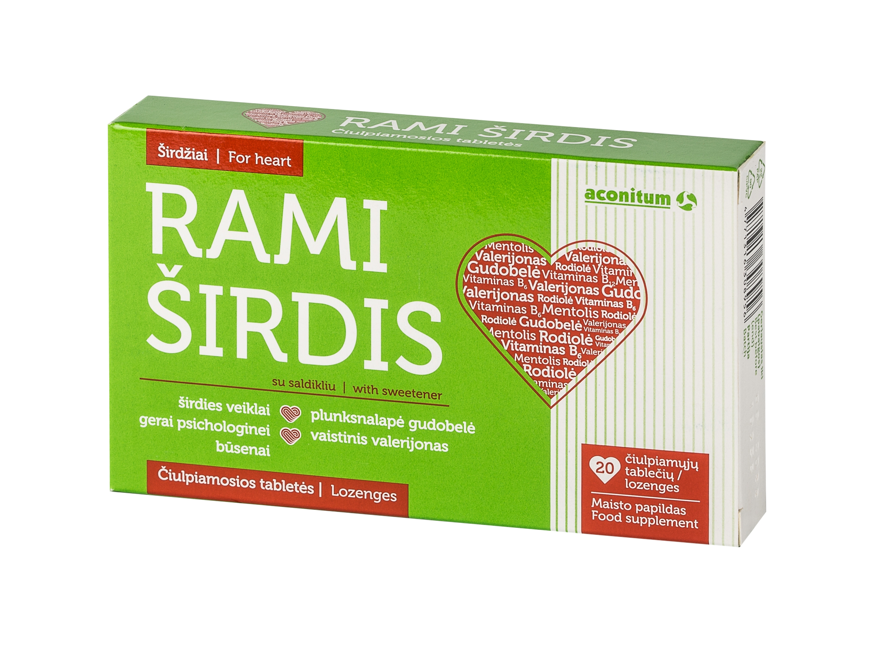 ACONITUM čiulpiamosios tabletės RAMI ŠIRDIS, N20 -  