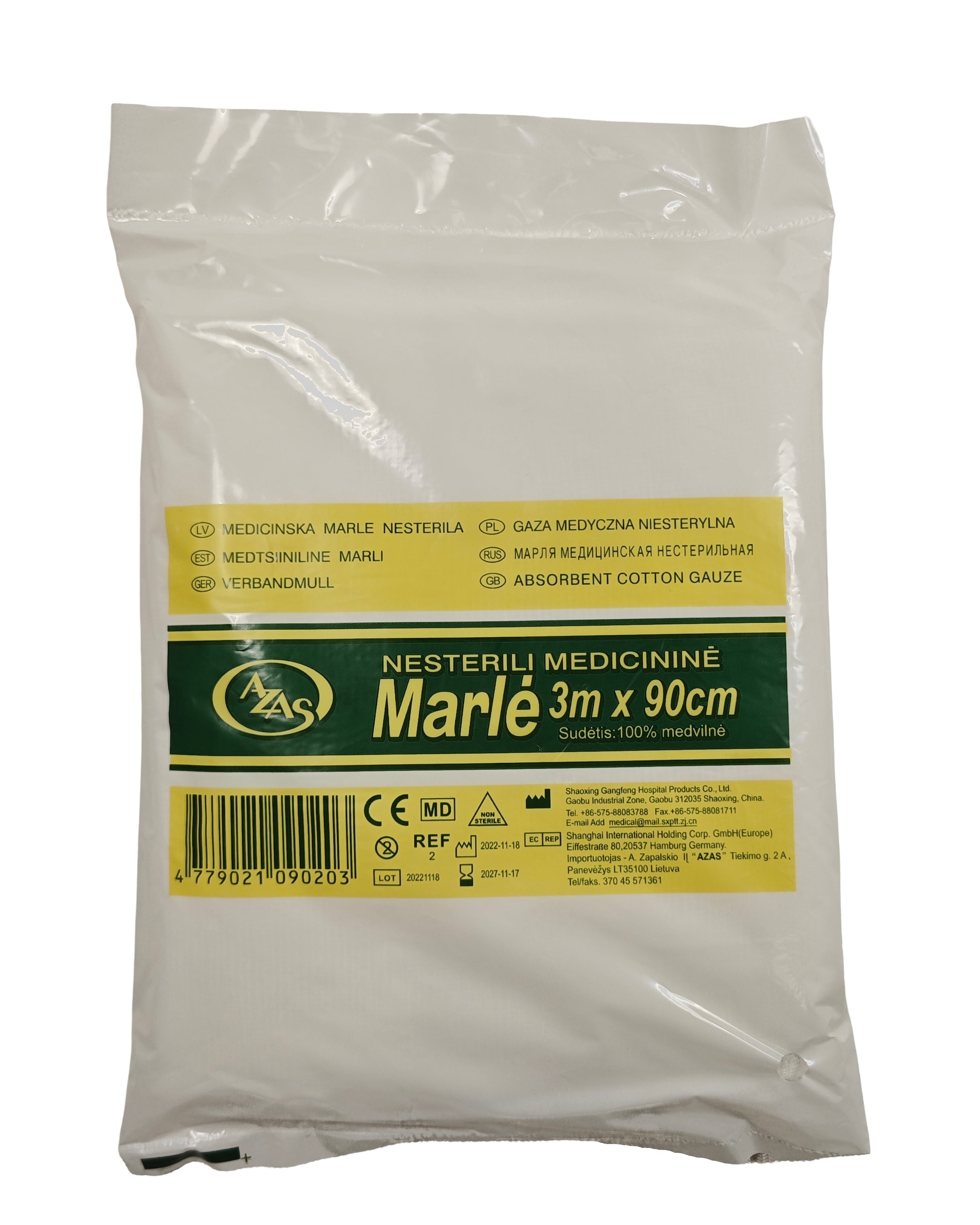 AZAS marlė, medicininė 3 m x 90 cm -  