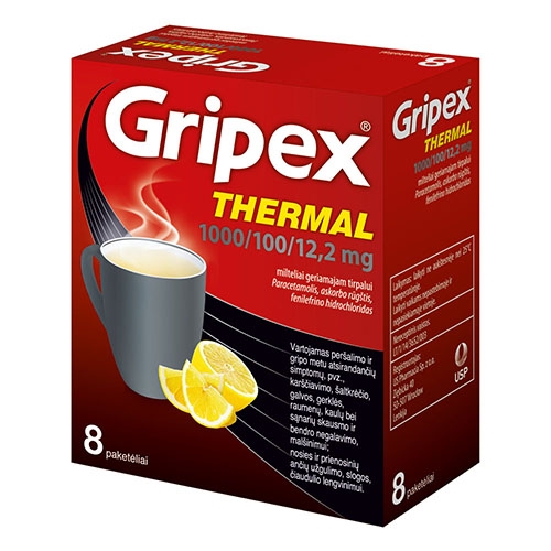 Gripex Thermal 1000/100/12.2mg milteliai geriamam tirpalui N8 -  2