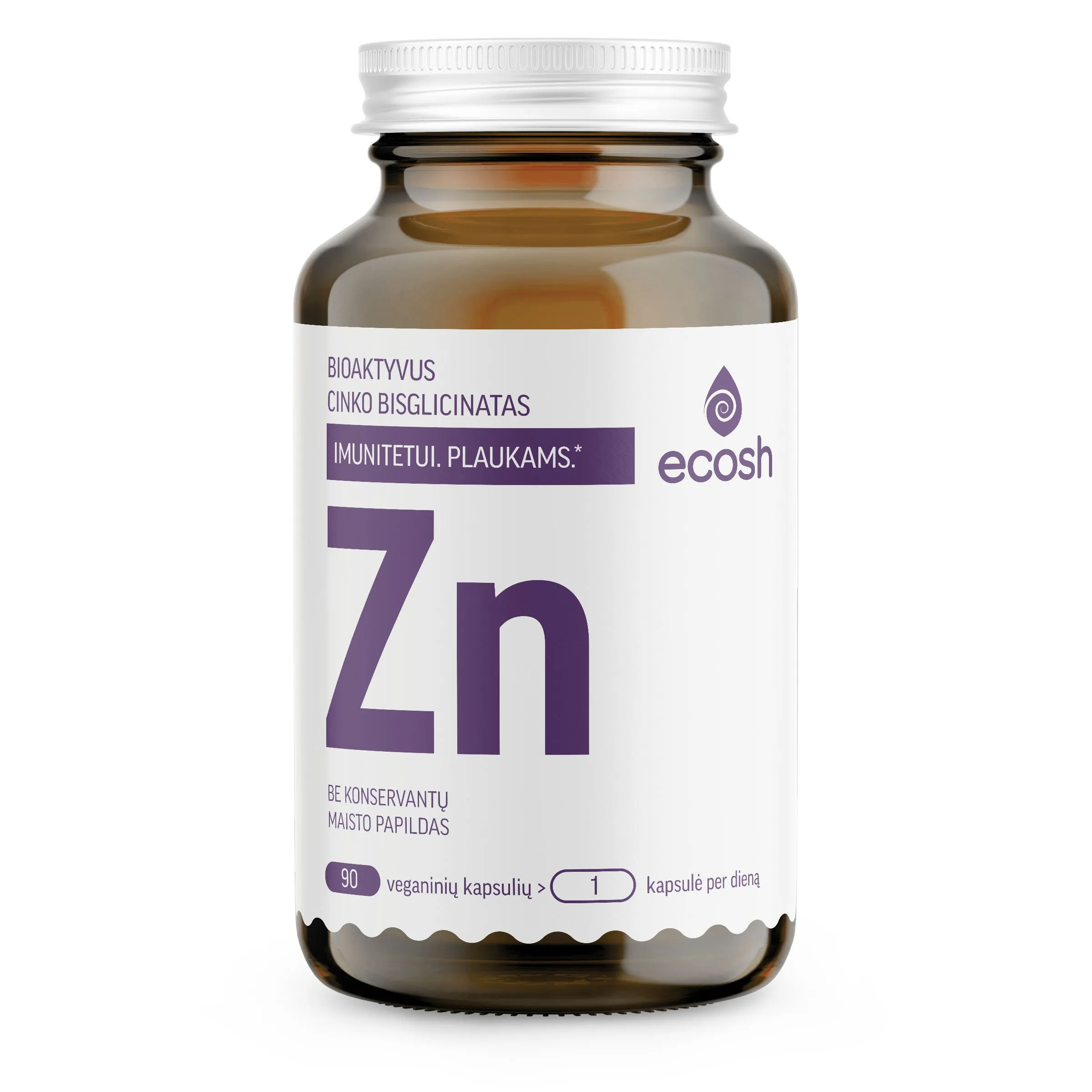 ECOSH bioaktyvus Cinkas, bisglicinatas 25mg, 90 kapsulių -  