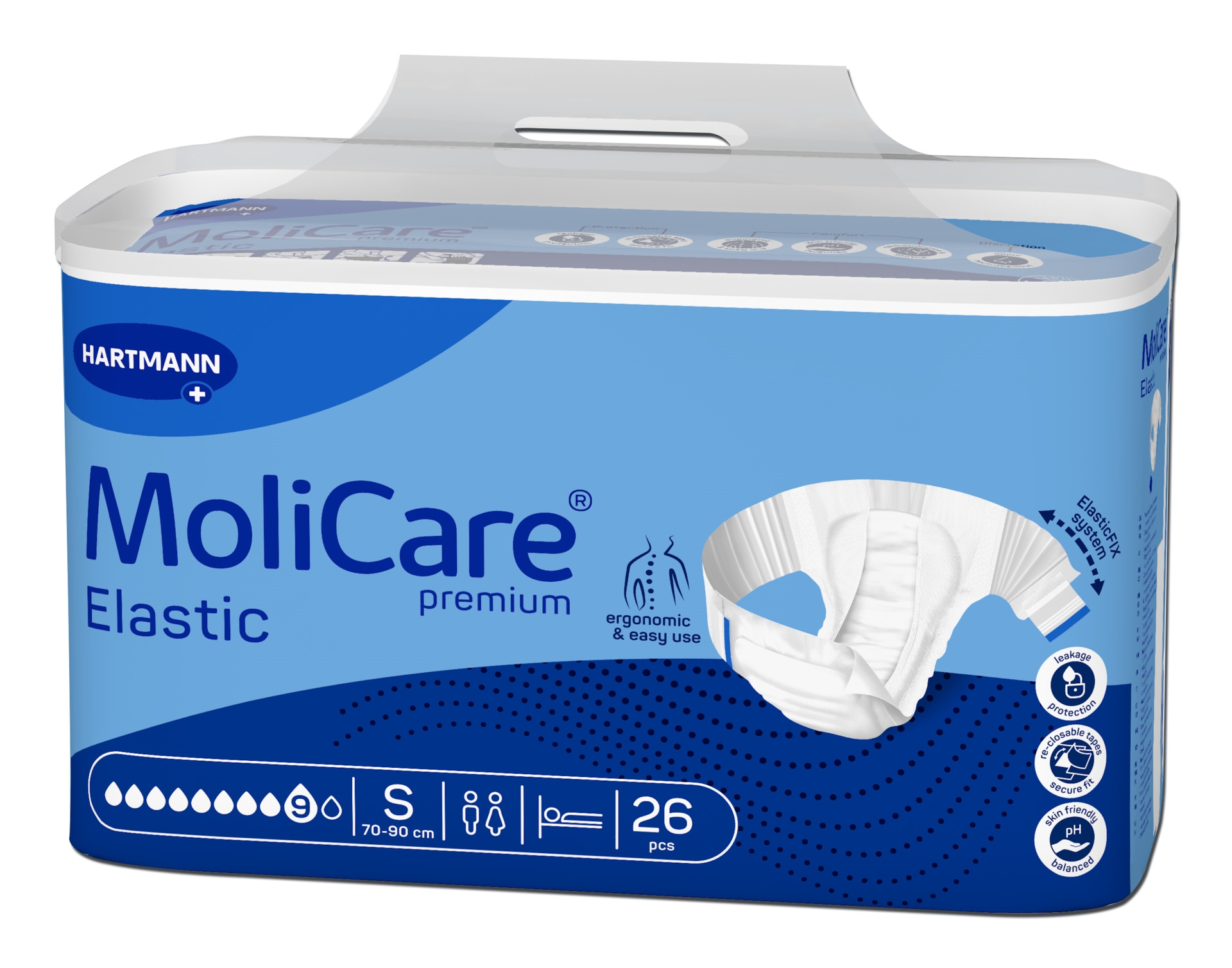 MOLICARE PREMIUM Elastic 9 lašai, S dydis, 26 vnt. -  