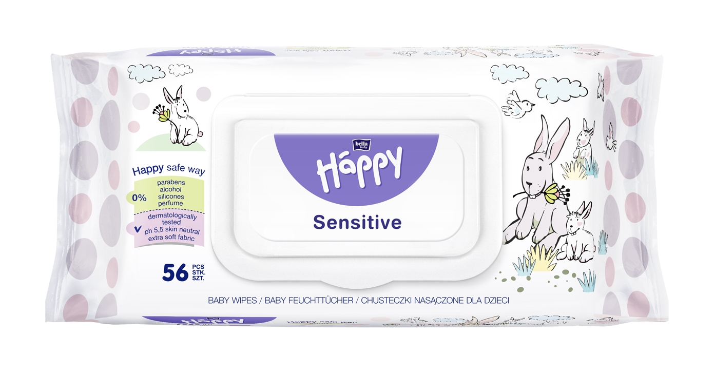 HAPPY drėgnos servetėlės vaikams Aloe Vera Sensitive, N56 -  
