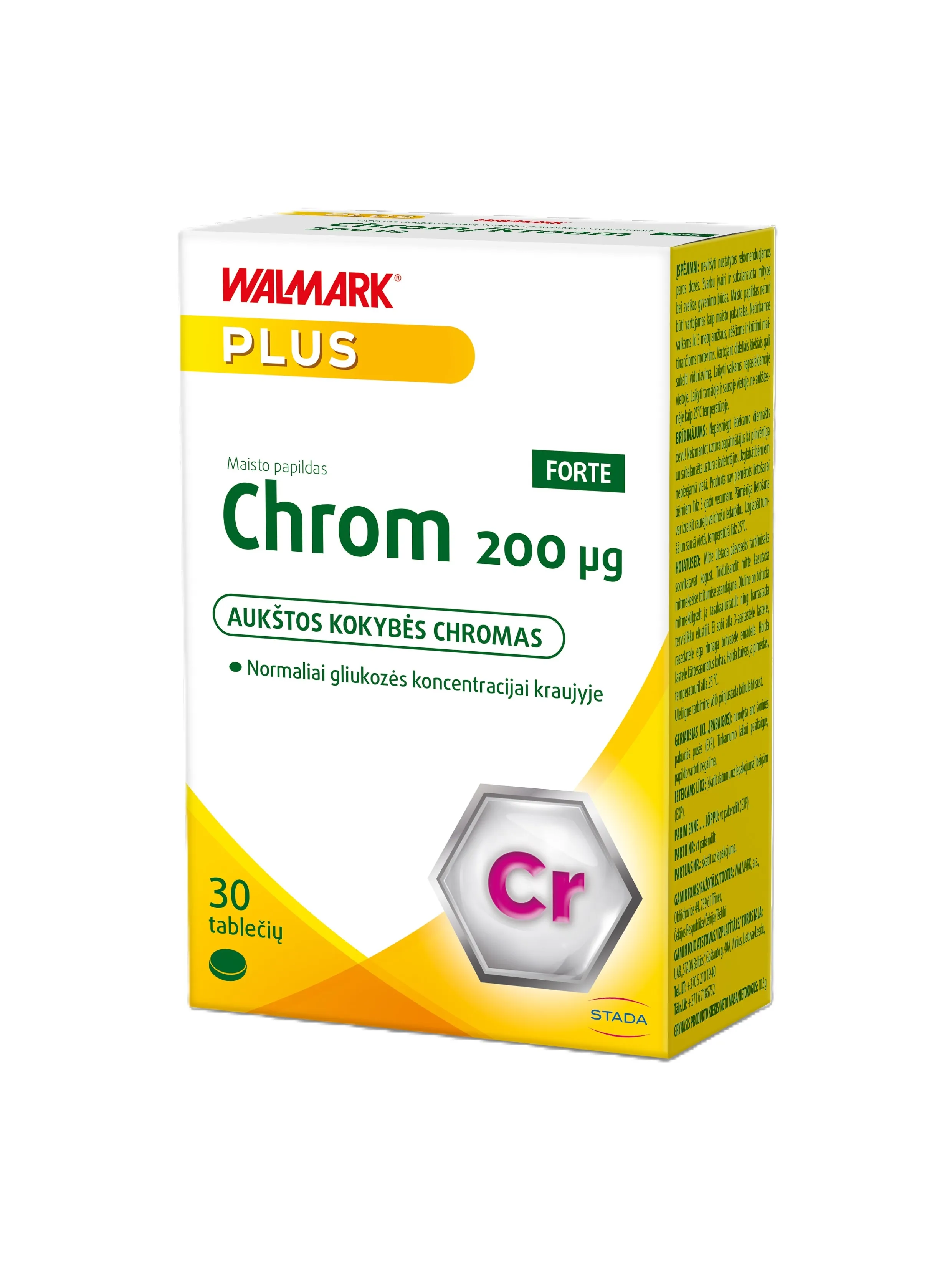 WALMARK CHROM FORTE (chromas), 200 µg, 30 tablečių -  