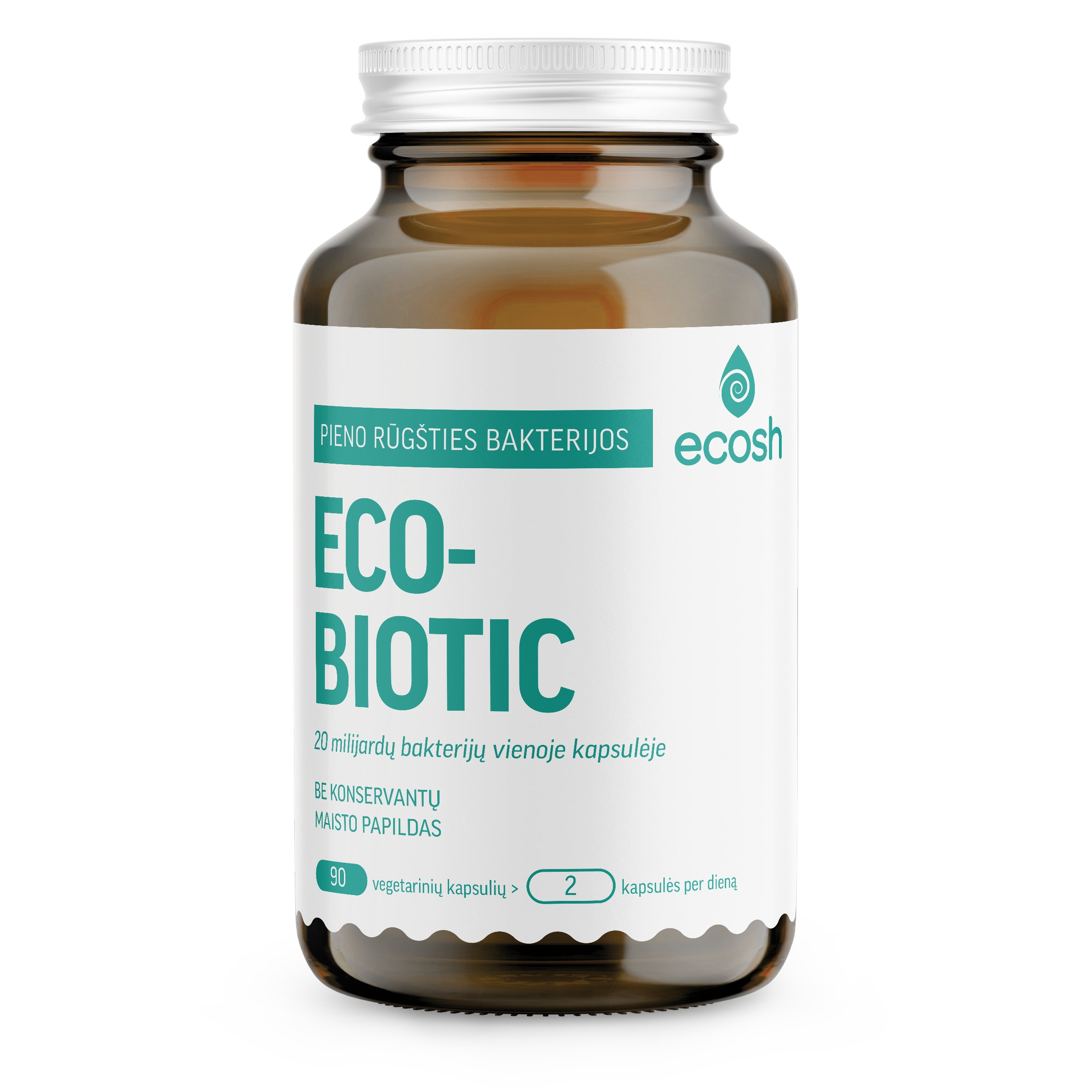 ECOSH pieno rūgšties bakterijos ECOBIOTIC, 90 kapsulių -  