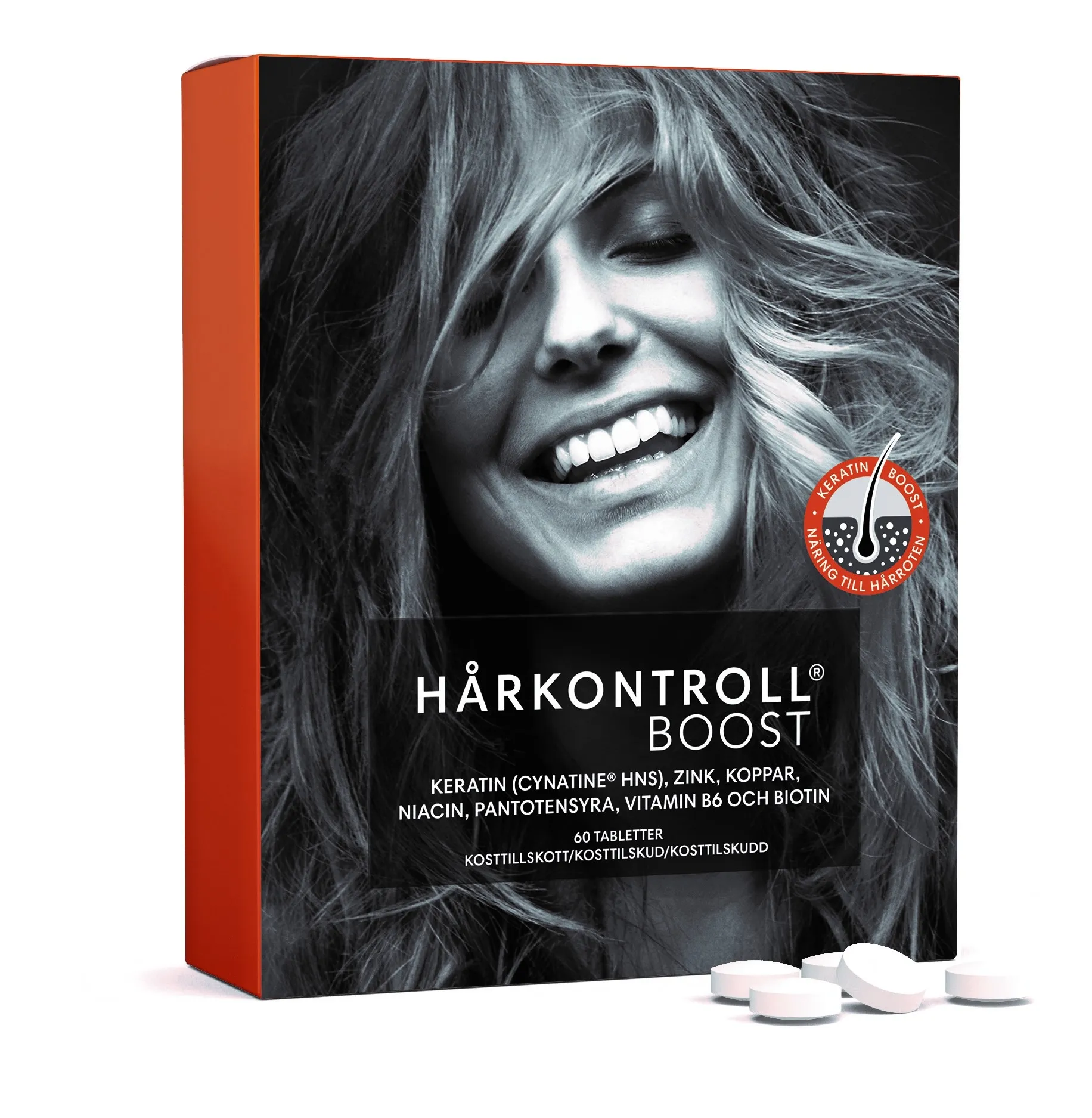 HÅRKONTROLL Maisto Papildai Plaukams BOOST, 60 tablečių -  