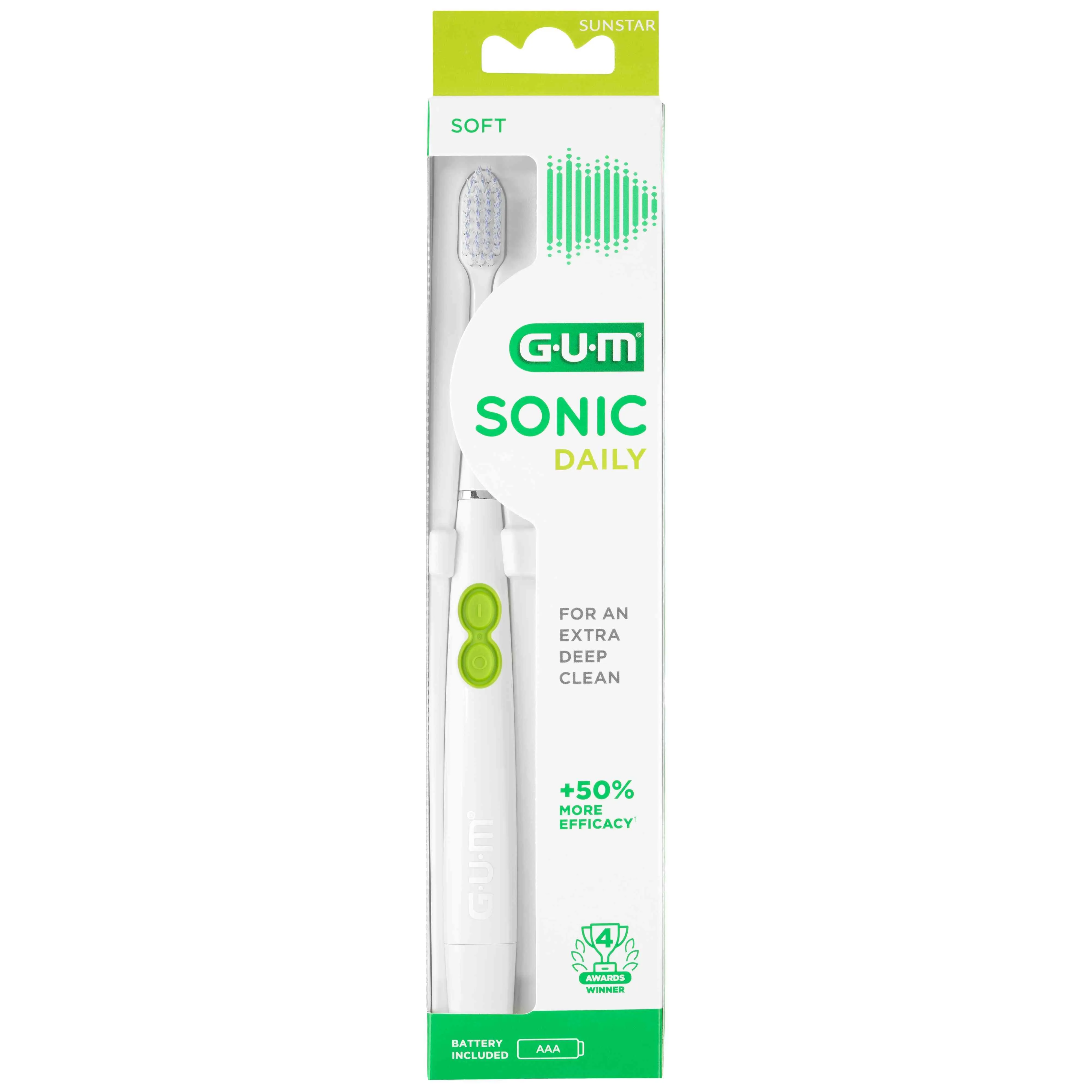 G.U.M. SONIC DAILY dantų šepetėlis baltas (su baterija) N1 -  