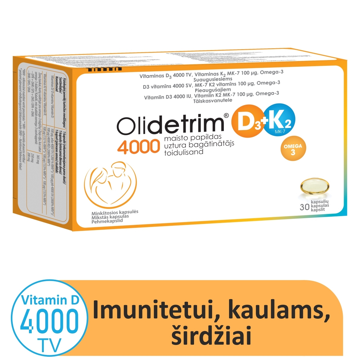 OLIDETRIM 4000 D3 + K2 OMEGA-3, 30 minkštų kapsulių -  6