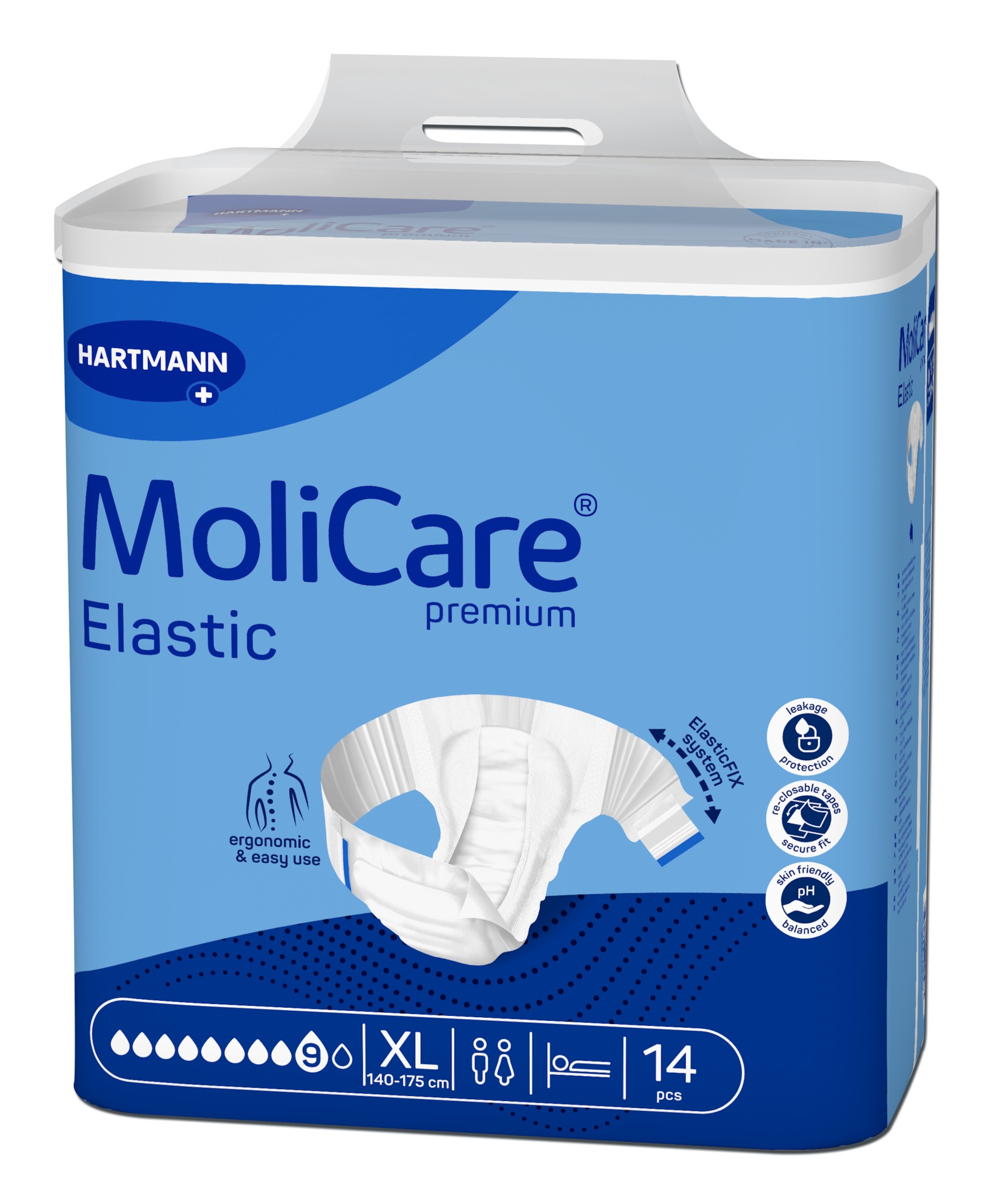 MOLICARE PREMIUM Elastic 9 lašai, XL dydis, 14 vnt. -  