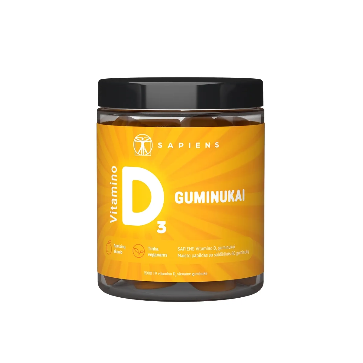 SAPIENS Vitamino D3 guminukai, N60 -  