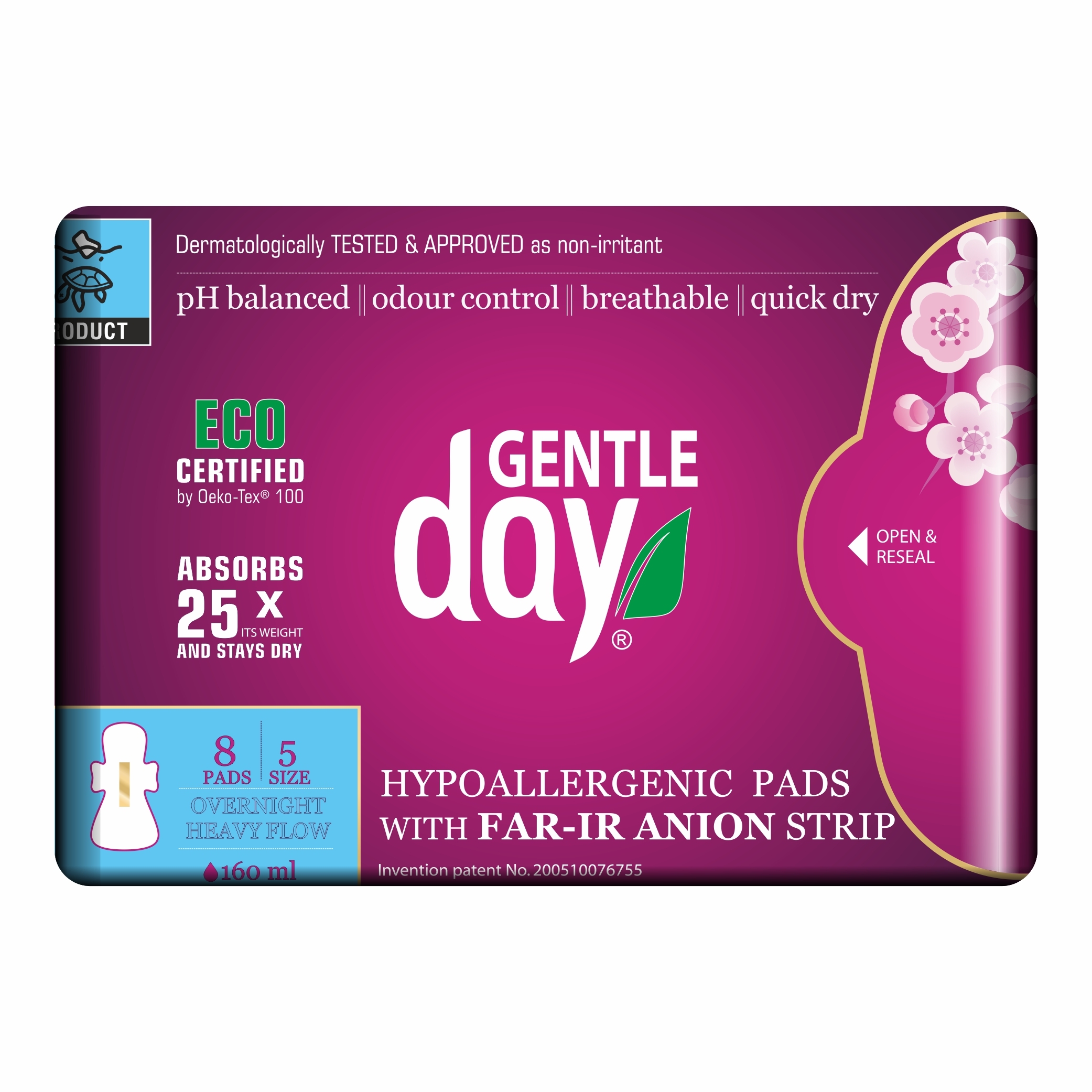 Gentle Day Far-IR Anion ekologiški naktiniai paketai N08 -  