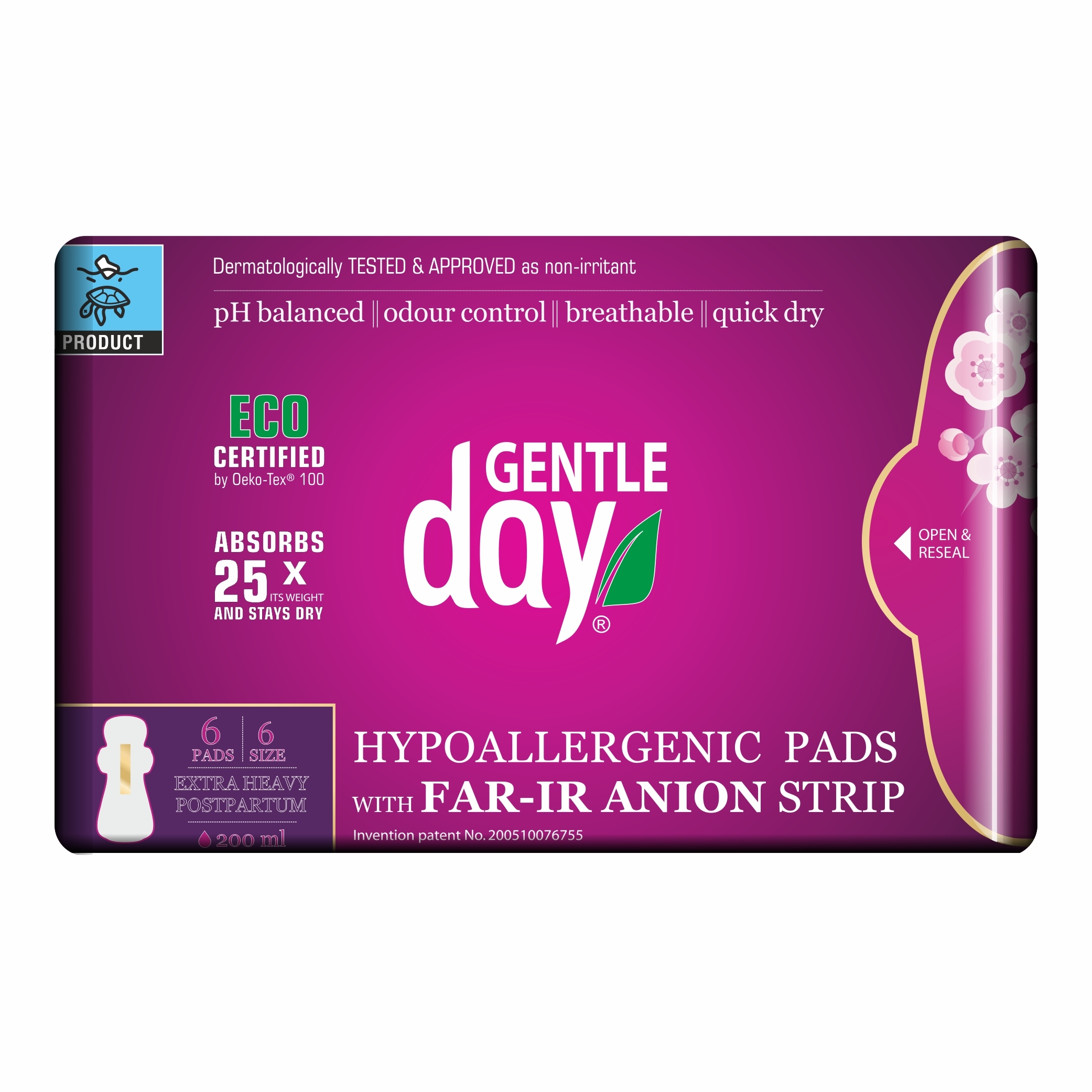 Gentle Day ekologiški su anijonų juostele Extra Heavy paketai N06 -  