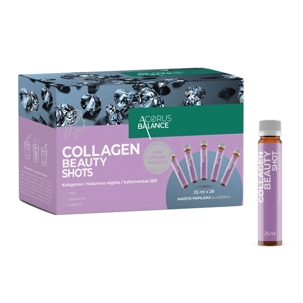 ACORUS BALANCE COLLAGEN BEAUTY SHOTS, apelsinų skonio, 25 ml, N28 -  