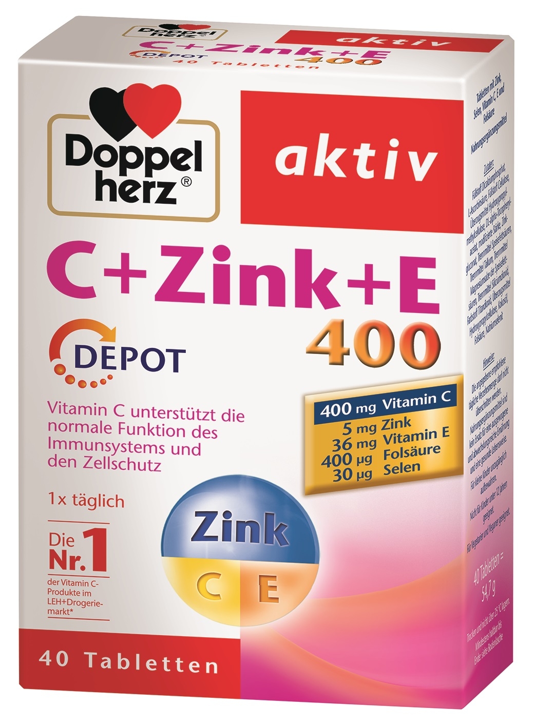 DOPPELHERZ ACTIV C+Zinc+Selen+E DEPOT, N40 -  