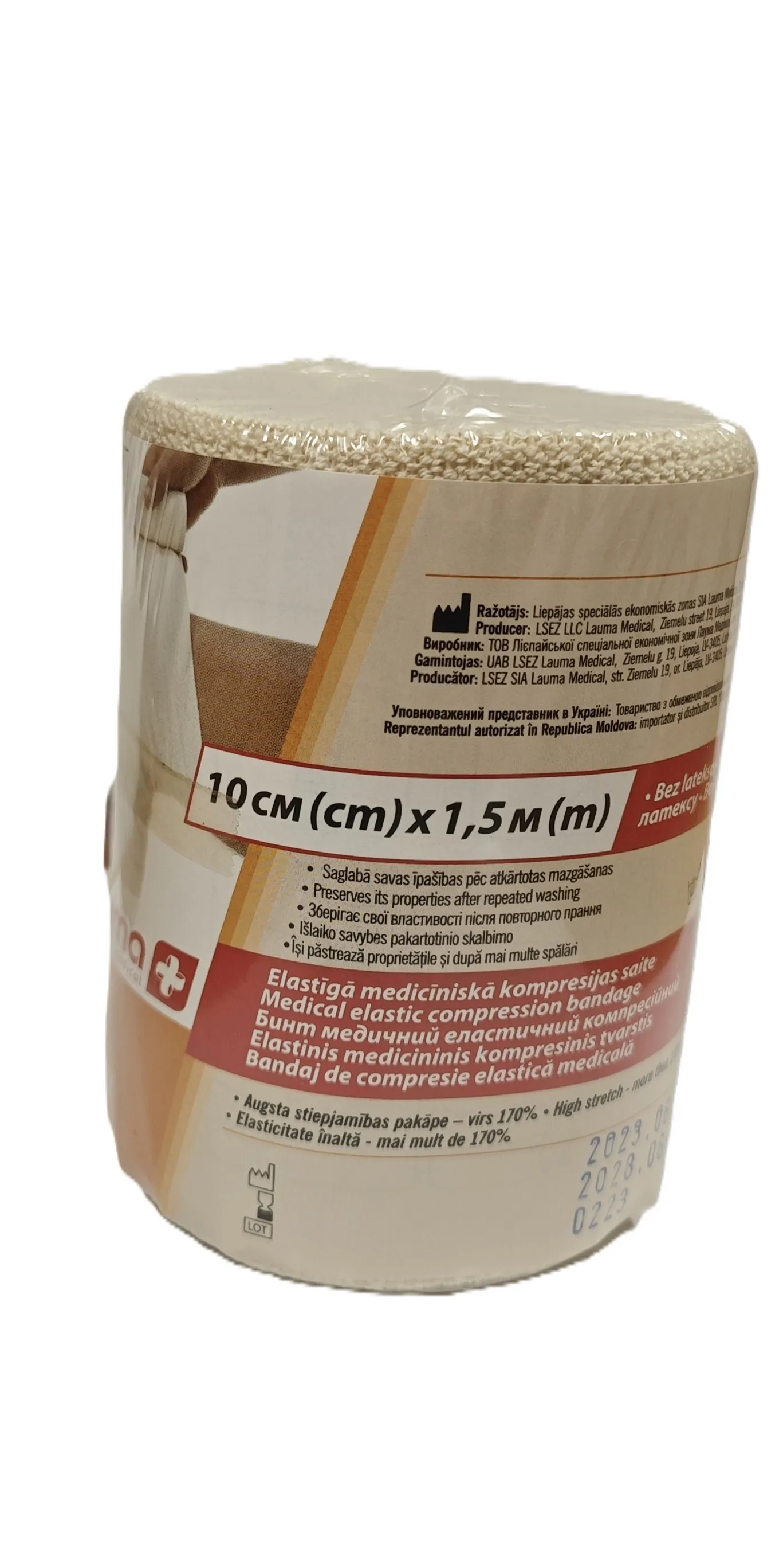 Lauma Medical elastinis tvarstis, 10 cm x 1,5 m -  