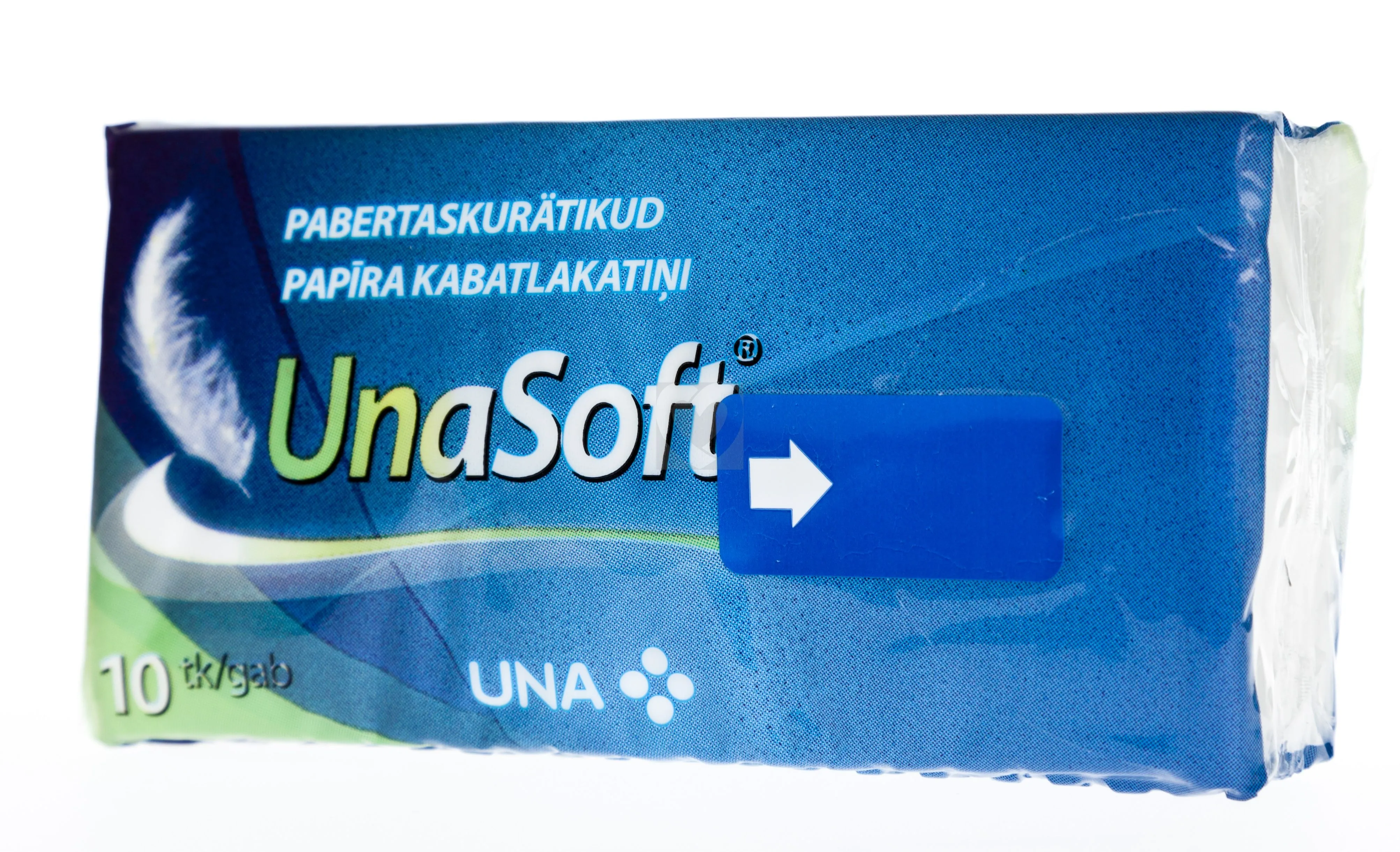 UNASOFT popierinės vienkartinės nosinaitės, 10 vnt. pakelyje -  