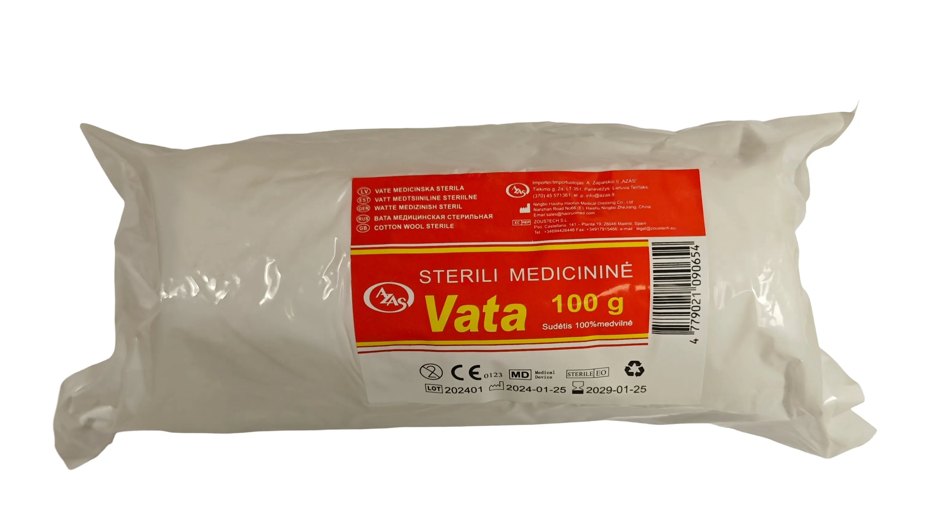 Vata, sterili, 100 g  AZAS -  