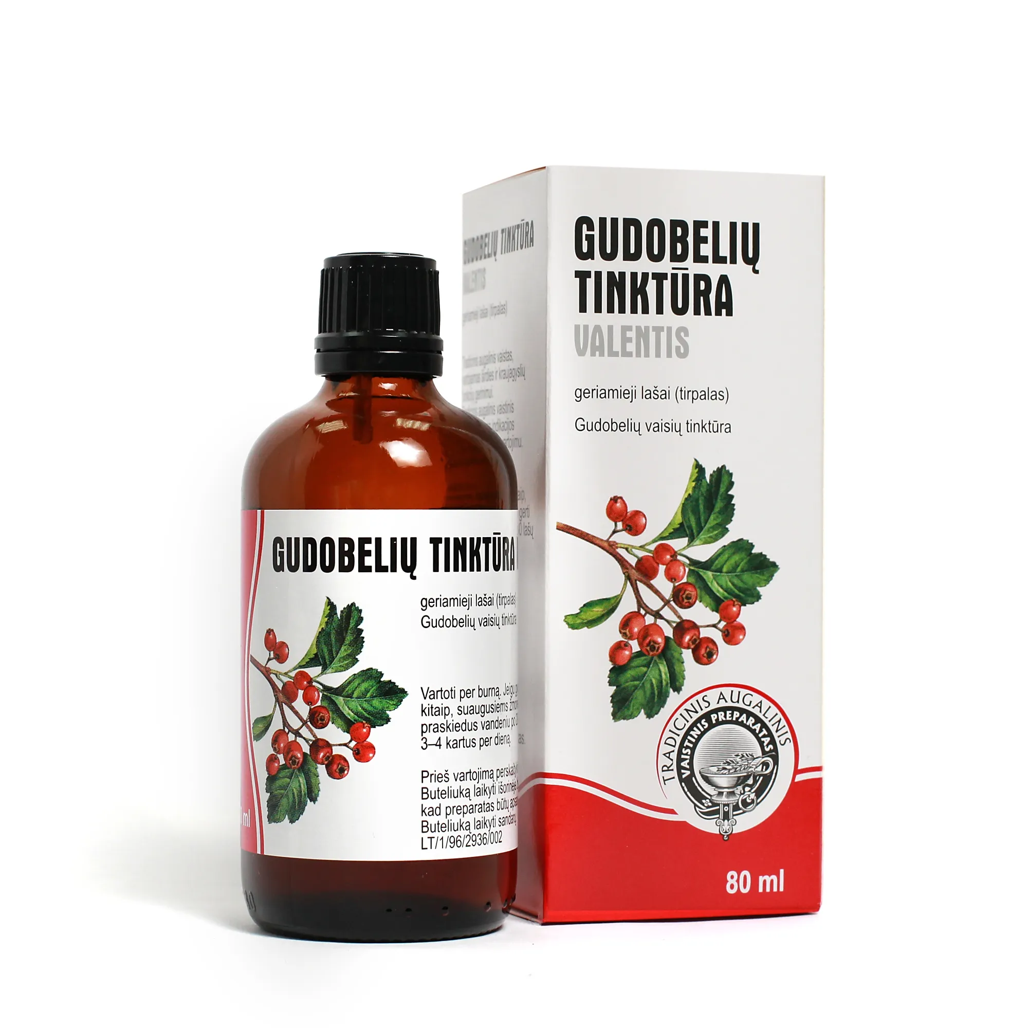 Gudobelių tinktūra Valentis geriamieji lašai 80ml -  