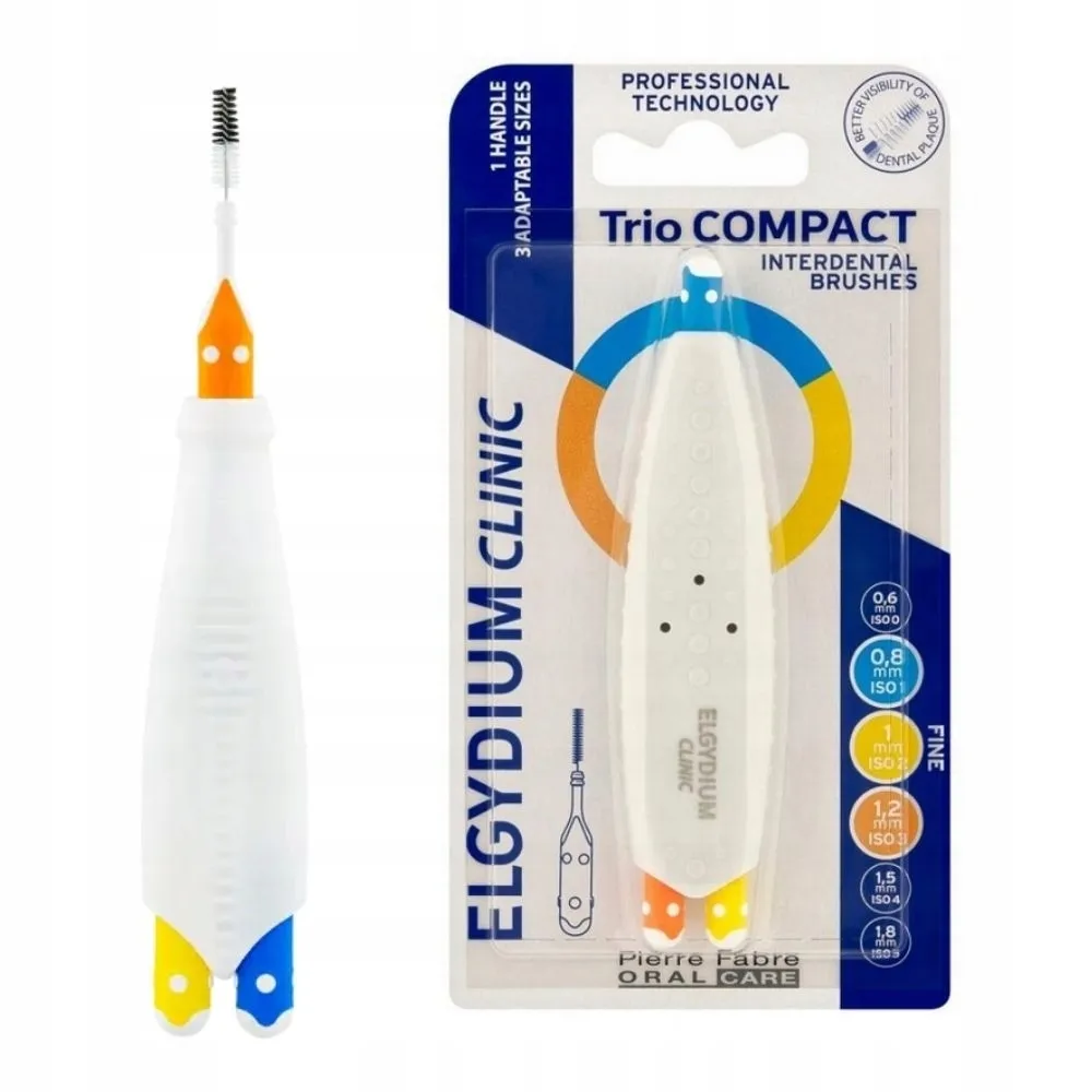 ELGYDIUM CLINIC tarpdančių šepetėliai Trio COMPACT 123, 3vnt. -  