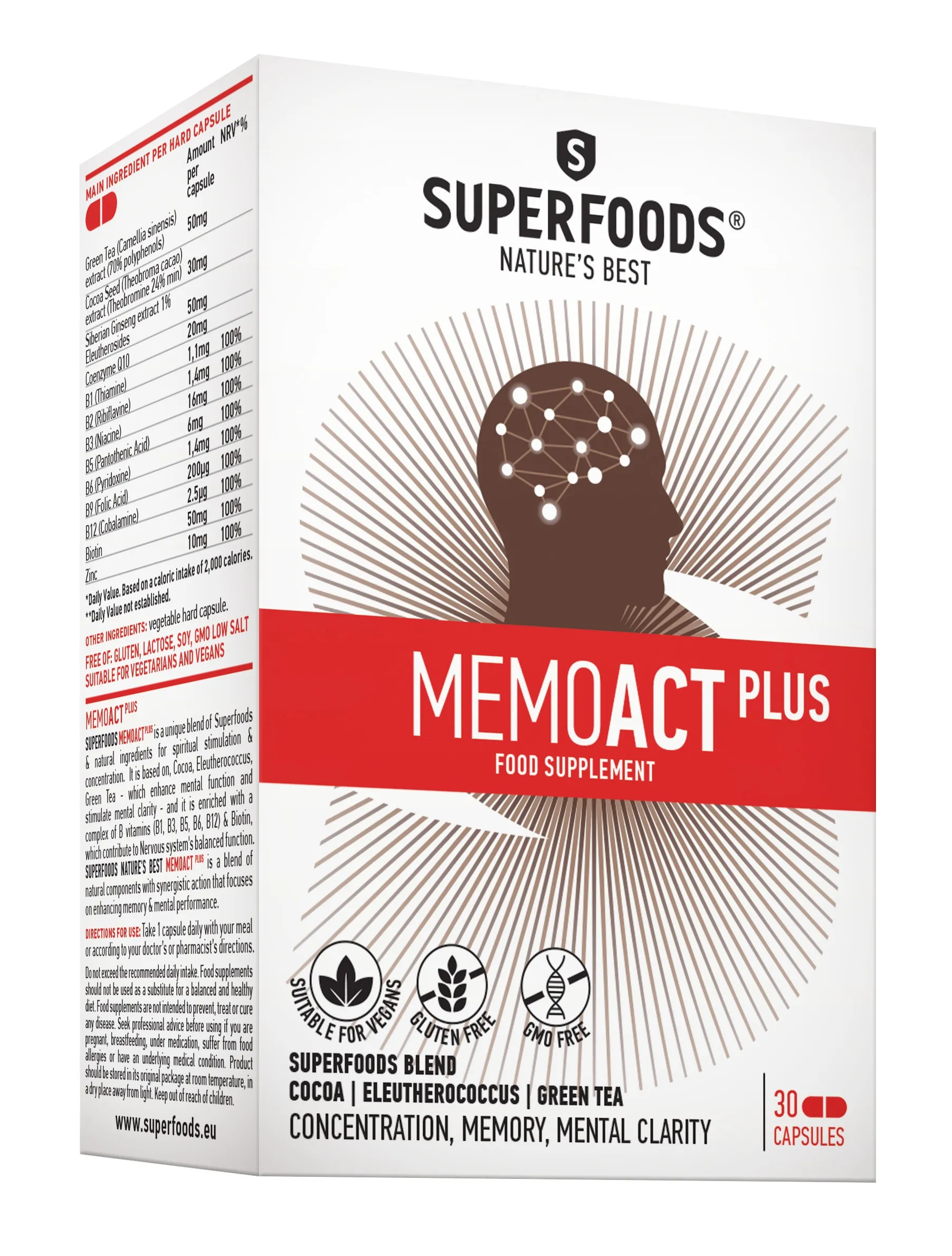 SUPERFOODS MEMOACT PLUS, 30 kapsulių -  