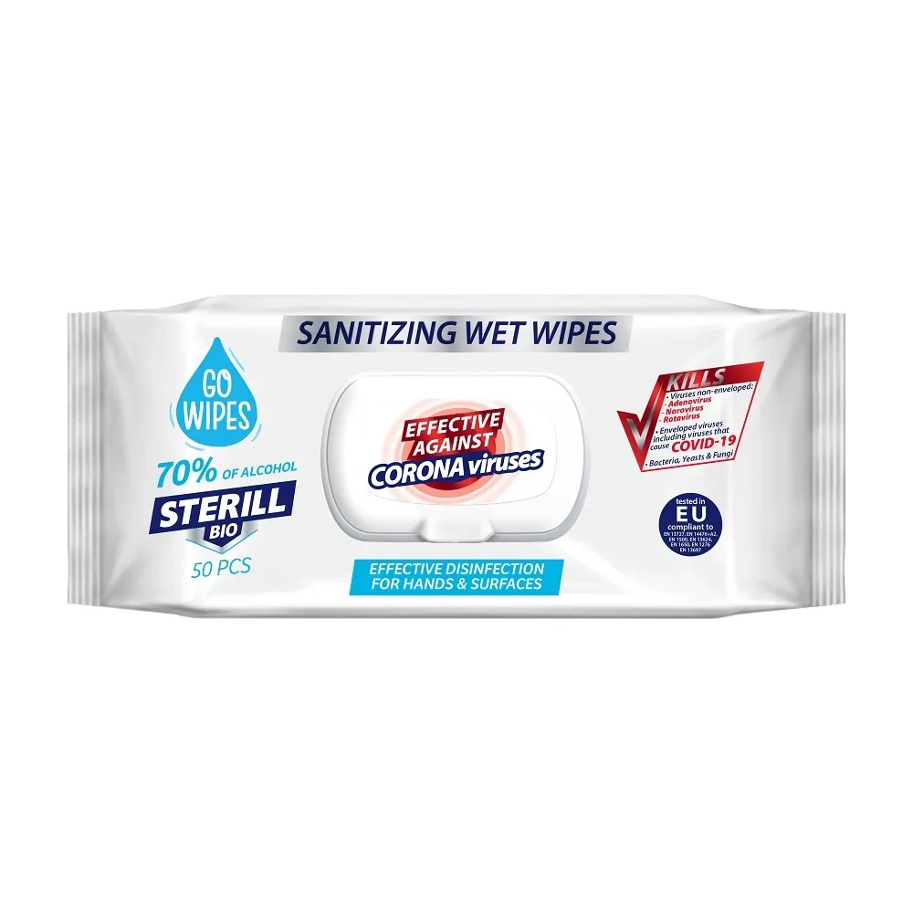 GO WIPES drėgnos dezinfekuojančios servetėlės STERILL BIO, N50 -  