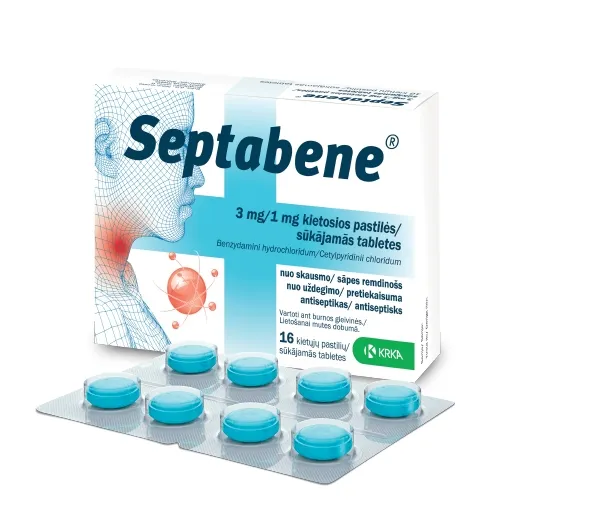 Septabene eukaliptų skonio pastilės N16 -  
