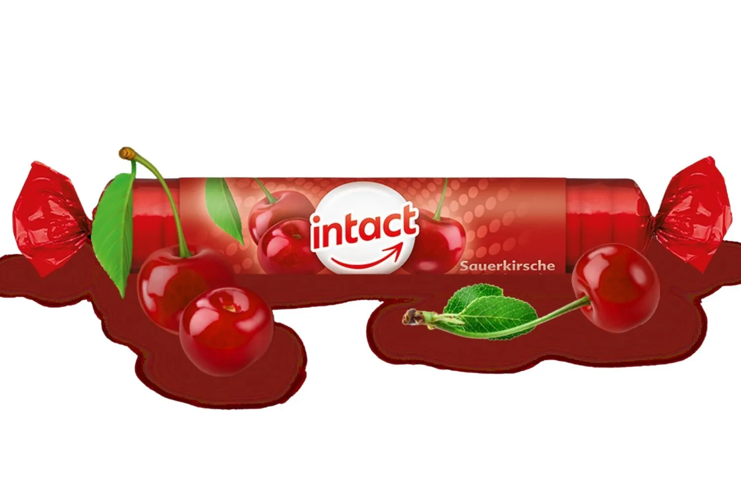 INTACT, gliukozės tabletės, vyšnių skonio, 40 g -  