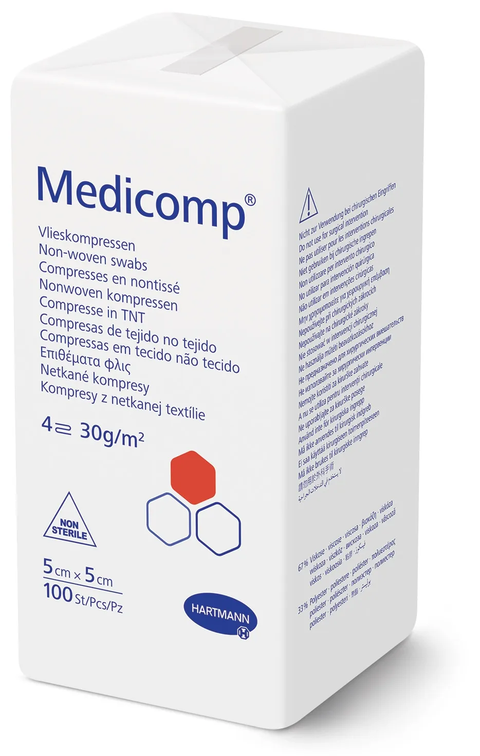 MEDICOMP sterilus neaustinės medžiagos tvarstis, 5x5cm, 25 vnt. -  