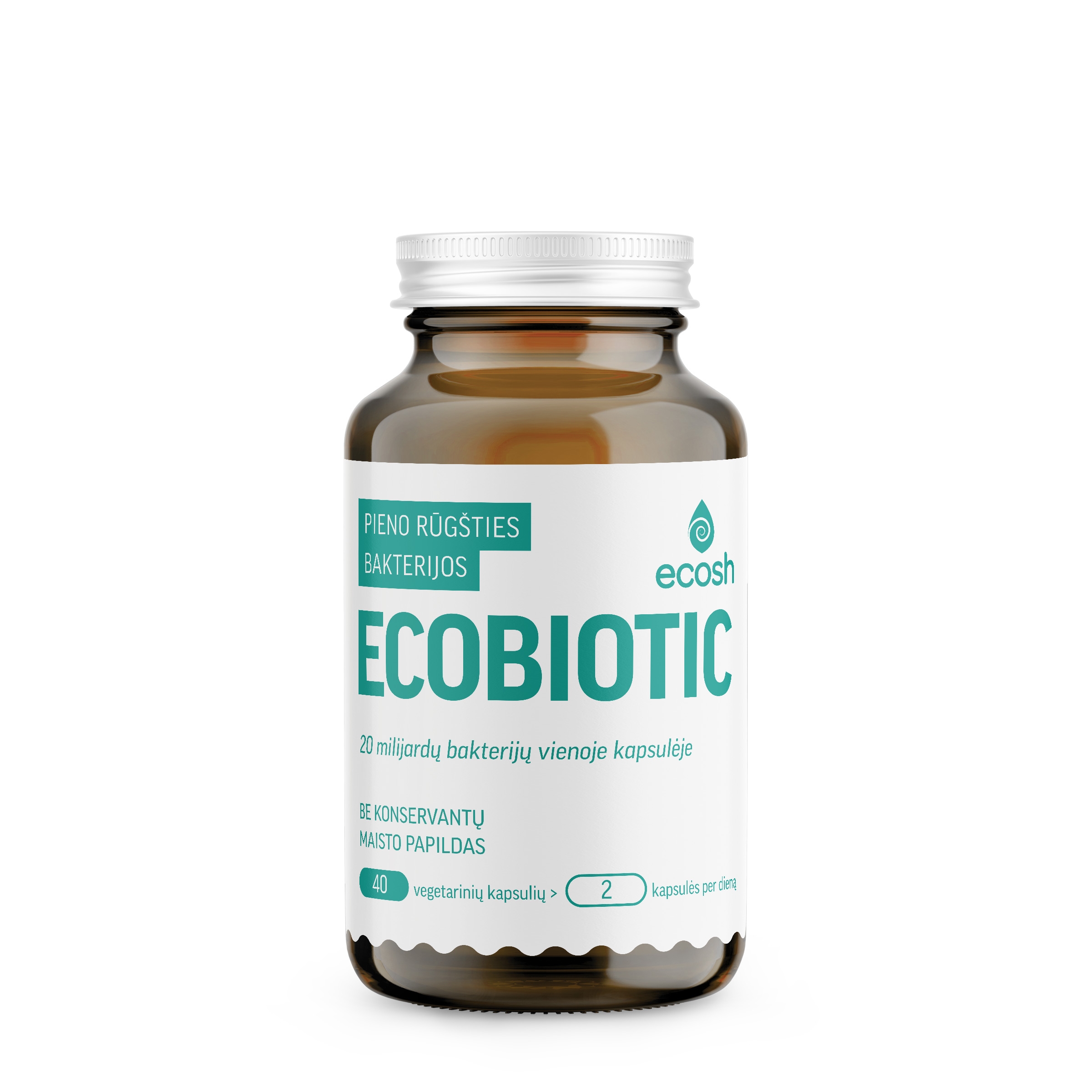 ECOSH pieno rūgšties bakterijos ECOBIOTIC, 40 kapsulių -  