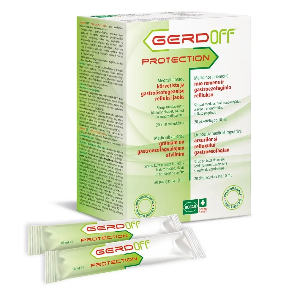 GERDOFF Protection sirupas nuo rėmens, 20 pak. -  