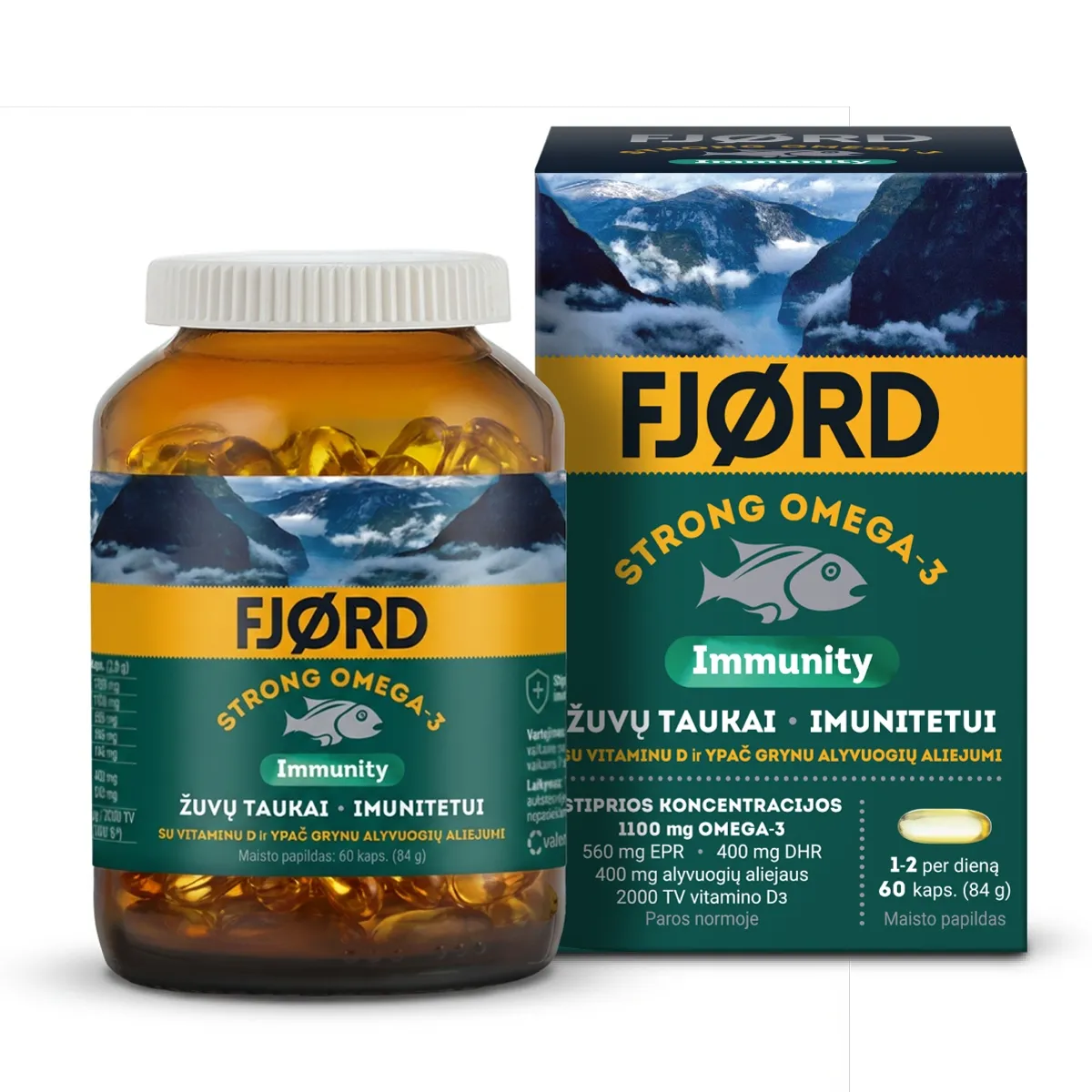 FJØRD STRONG OMEGA-3 Immunity žuvų taukai. N60 -  