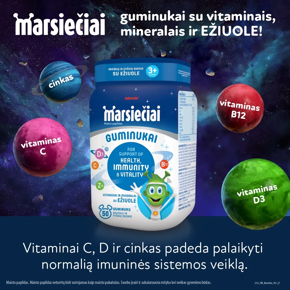 MARSIEČIAI SU EŽIUOLE vaikų imunitetui, 50 guminukų -  2