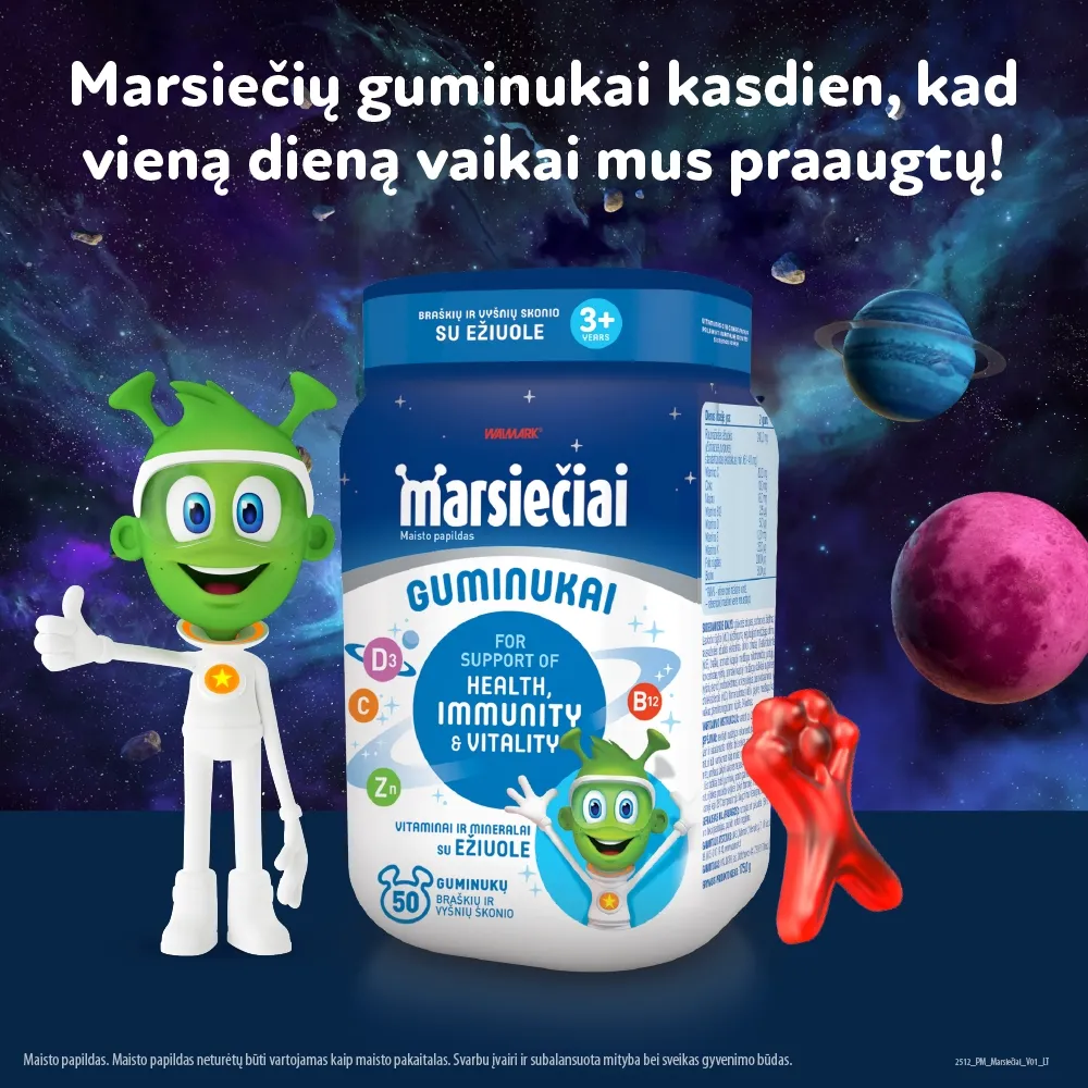 MARSIEČIAI SU EŽIUOLE vaikų imunitetui, 50 guminukų -  3