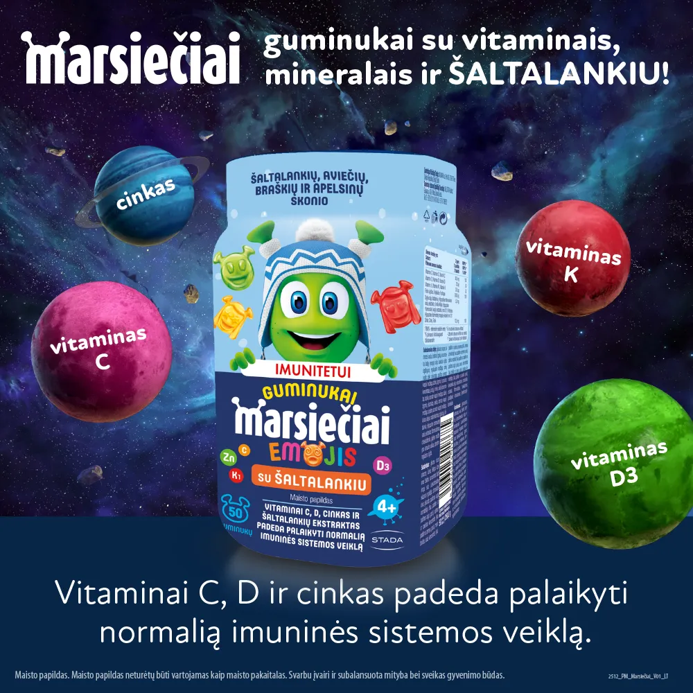 MARSIEČIAI SU ŠALTALANKIU vaikų imunitetui, 50 guminukų -  3