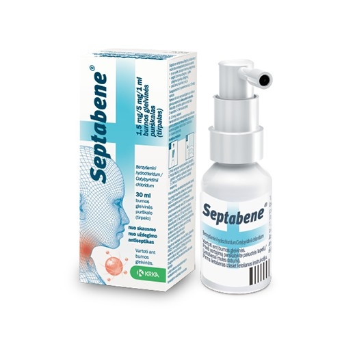 Septabene 1.5mg+5mg/ml burnos gleivinės purškalas 30ml -  