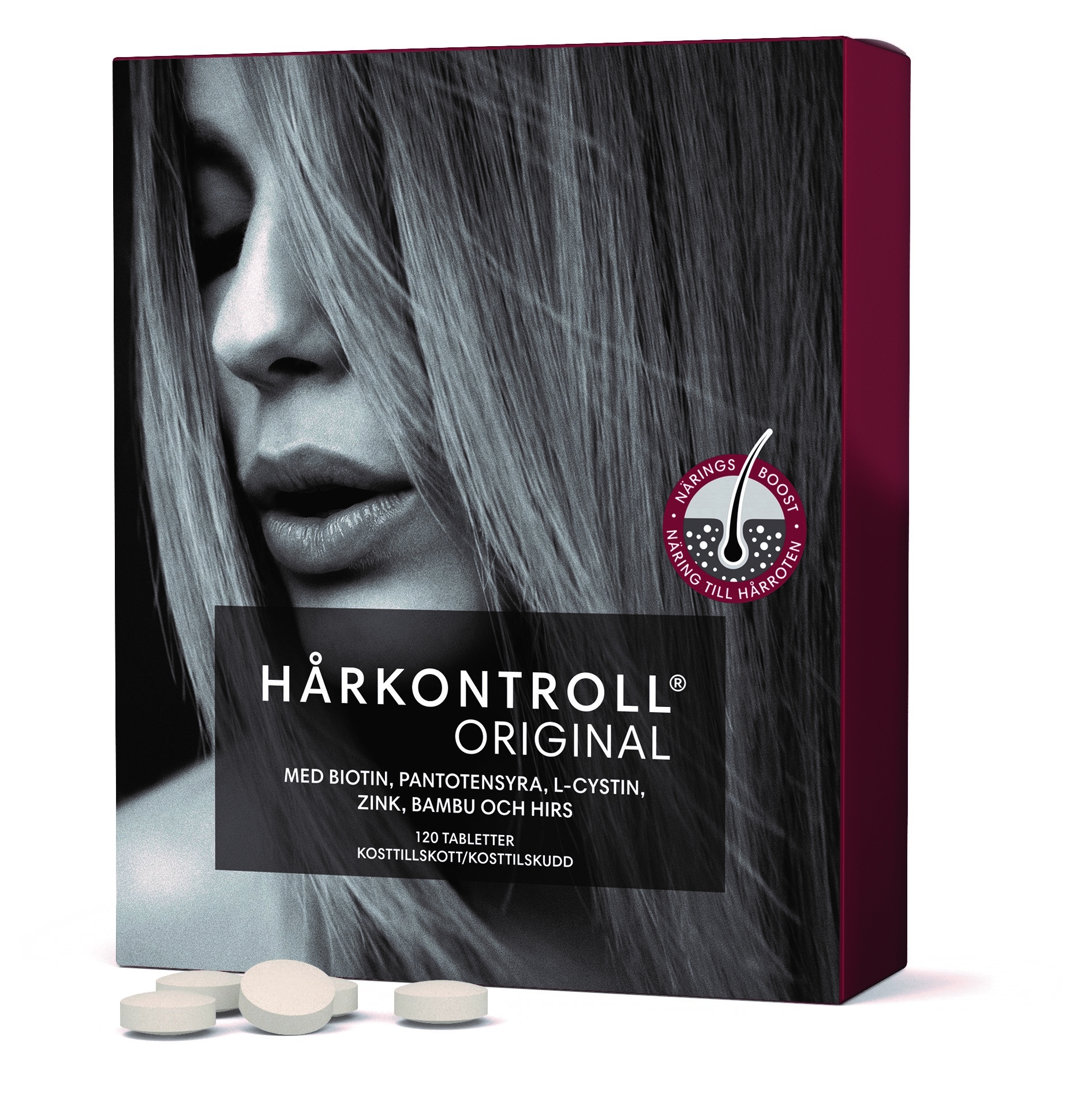 HÅRKONTROLL Maisto Papildai Plaukams ORIGINAL, 120 tablečių -  