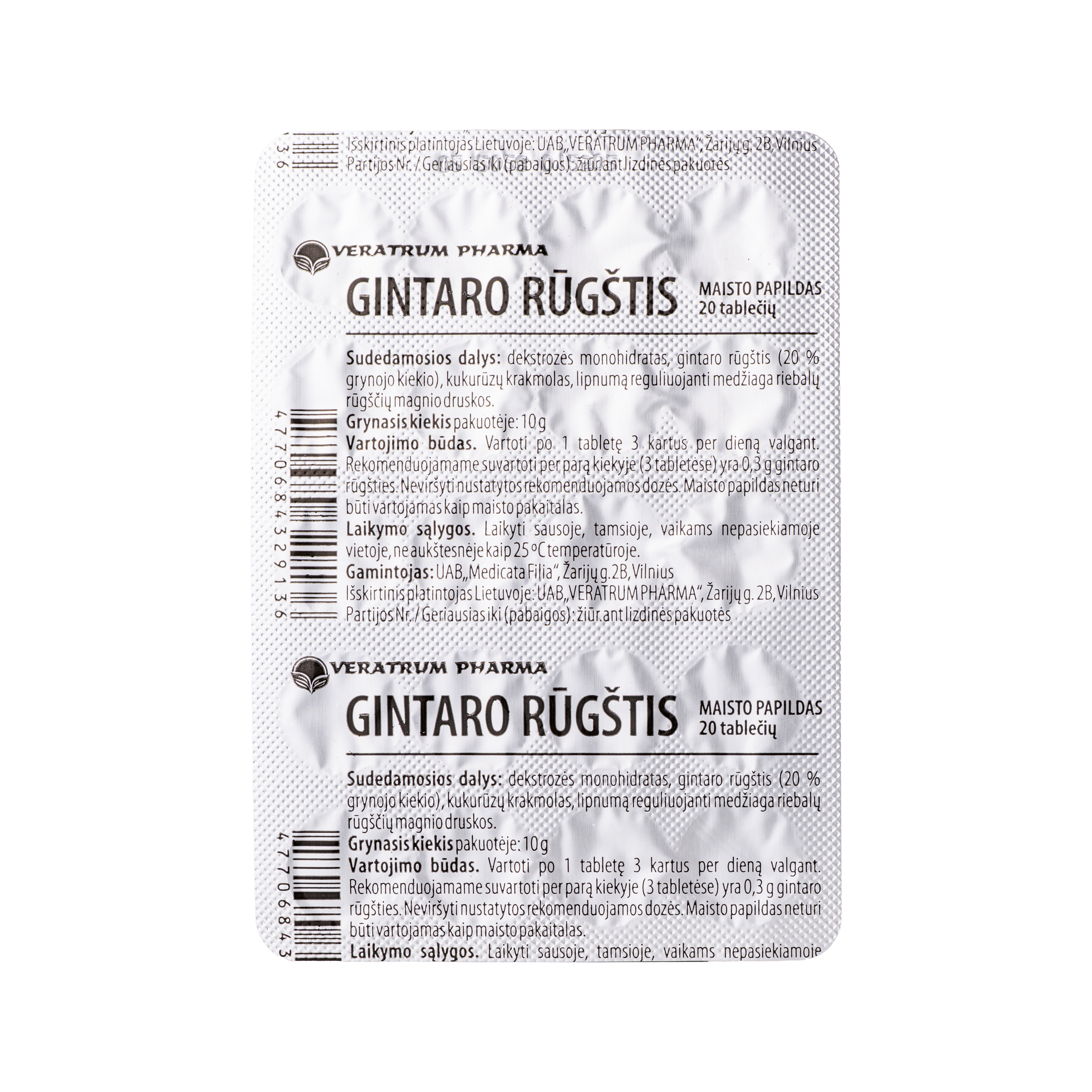 Gintaro rūgštis tabletės N20 -  