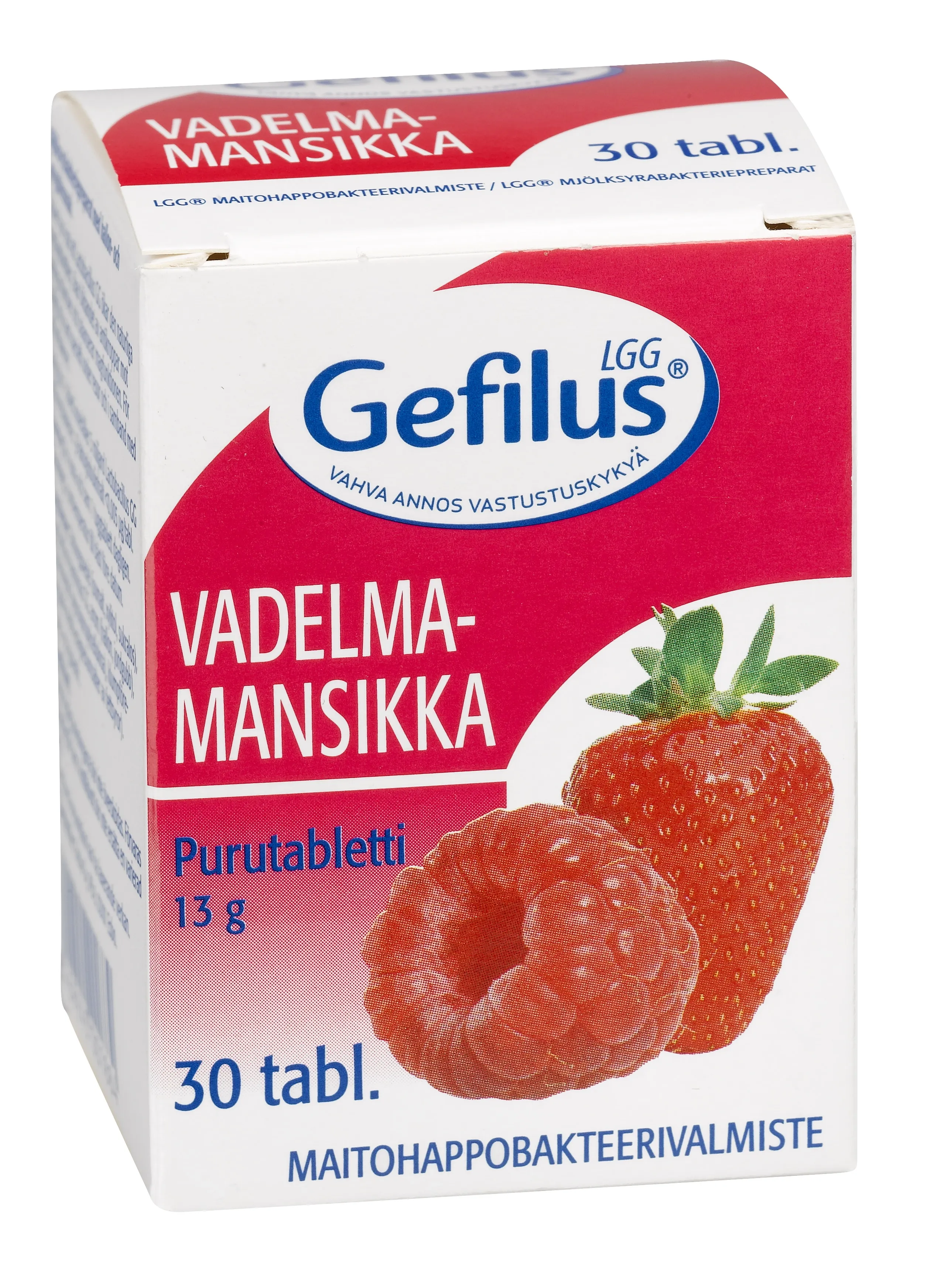 Gefilus kramt. tabletės aviečių-braškių skonio N30 -  