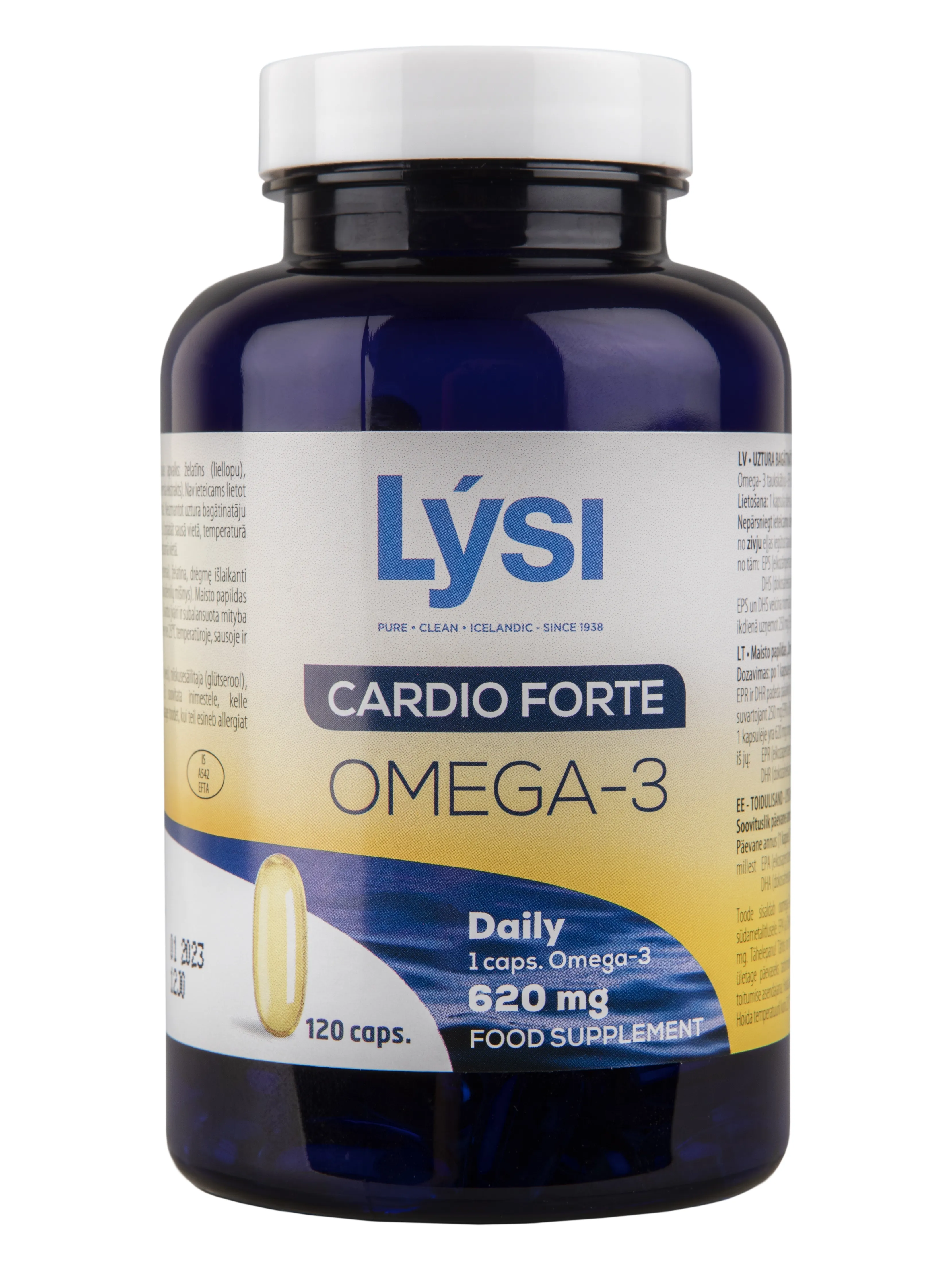 LYSI žuvų taukai OMEGA-3 CARDIO FORTE, 120 kapsulių -  