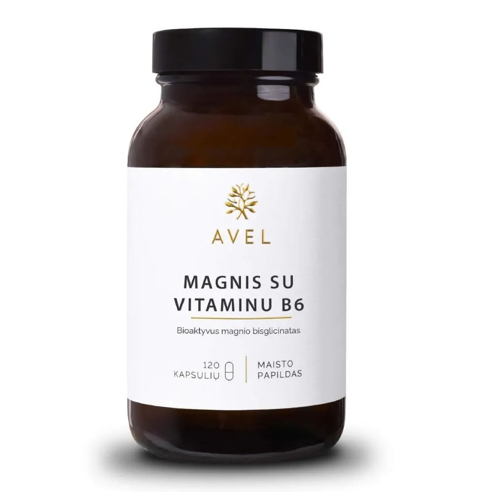 AVEL MAGNIO BISGLICINATAS SU VITAMINU B6, 120 kapsulių -  