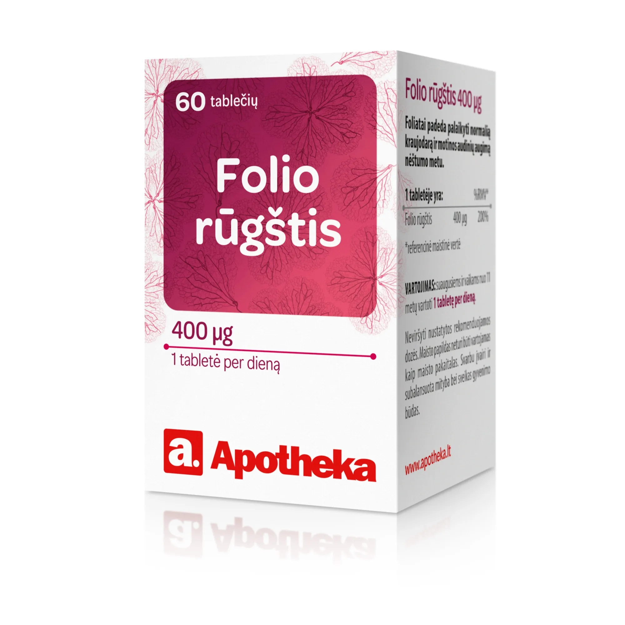 APOTHEKA Folio rūgštis 400µg, N60 -  