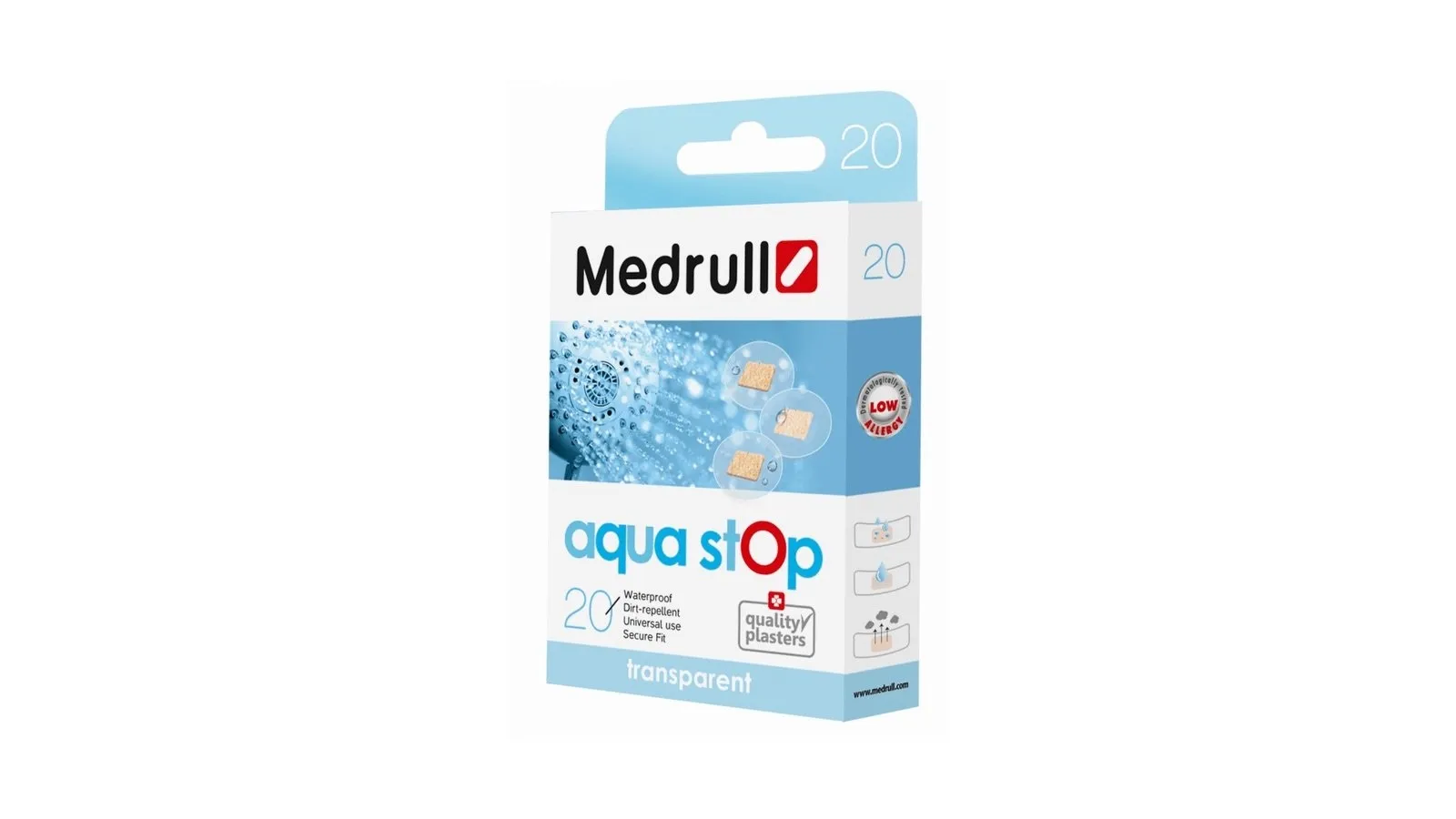 MEDRULL AQUA STOP atsparūs vandeniui pleistrai, D22 mm 20 vnt. -  