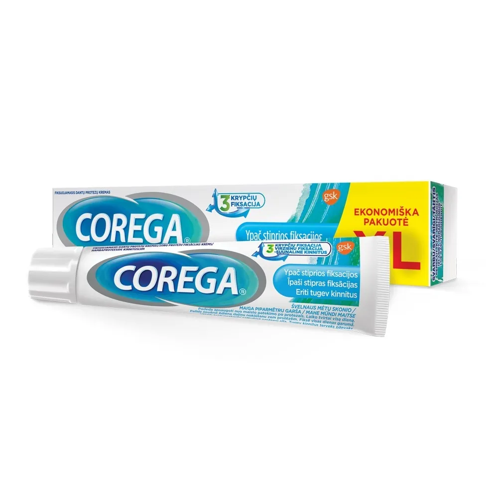 COREGA ypač stiprios fiksacijos fiksuojamasis kremas, mėtų skonio, 70g -  